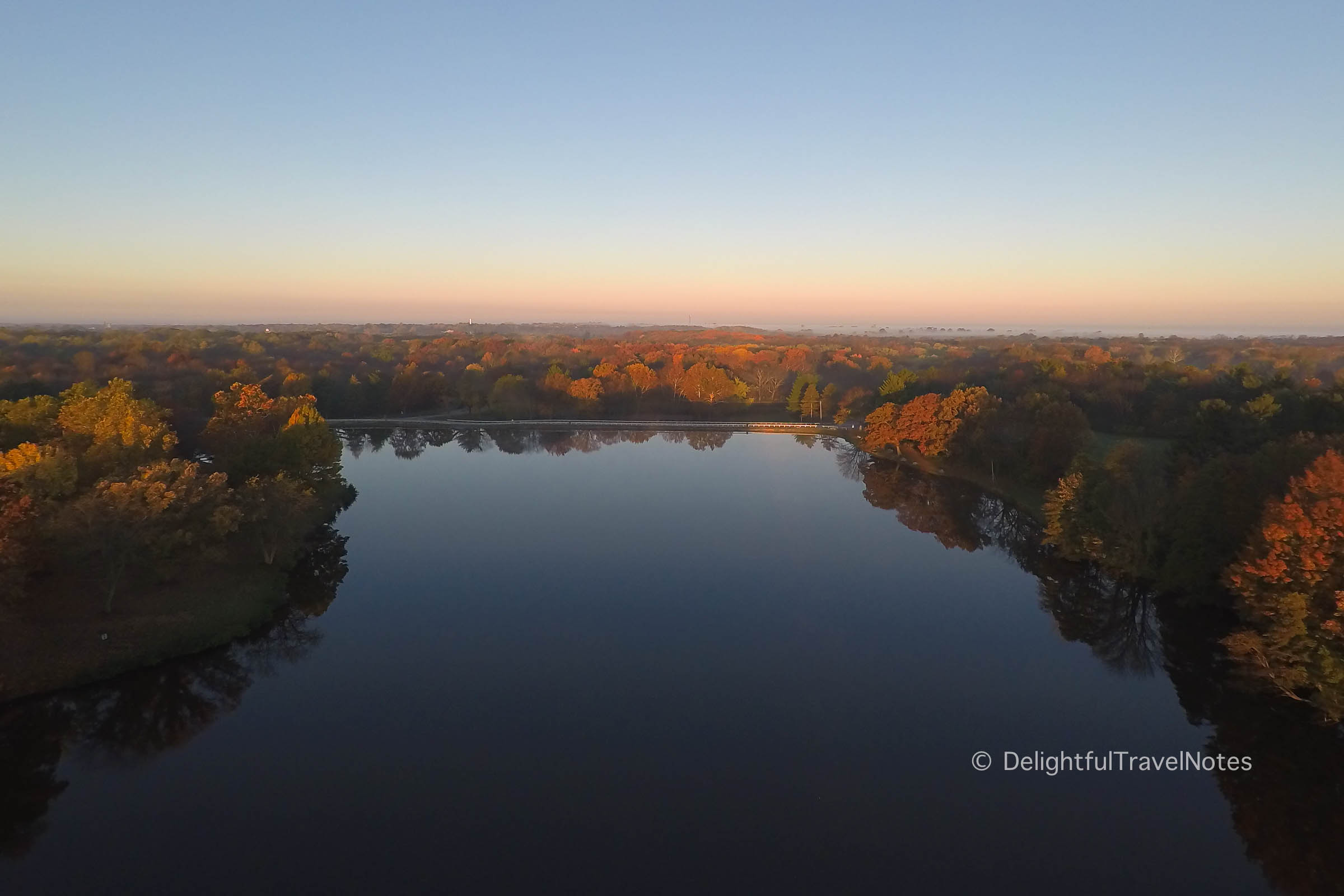 Aerial view of Lake of the Woods in Mahomet IL.