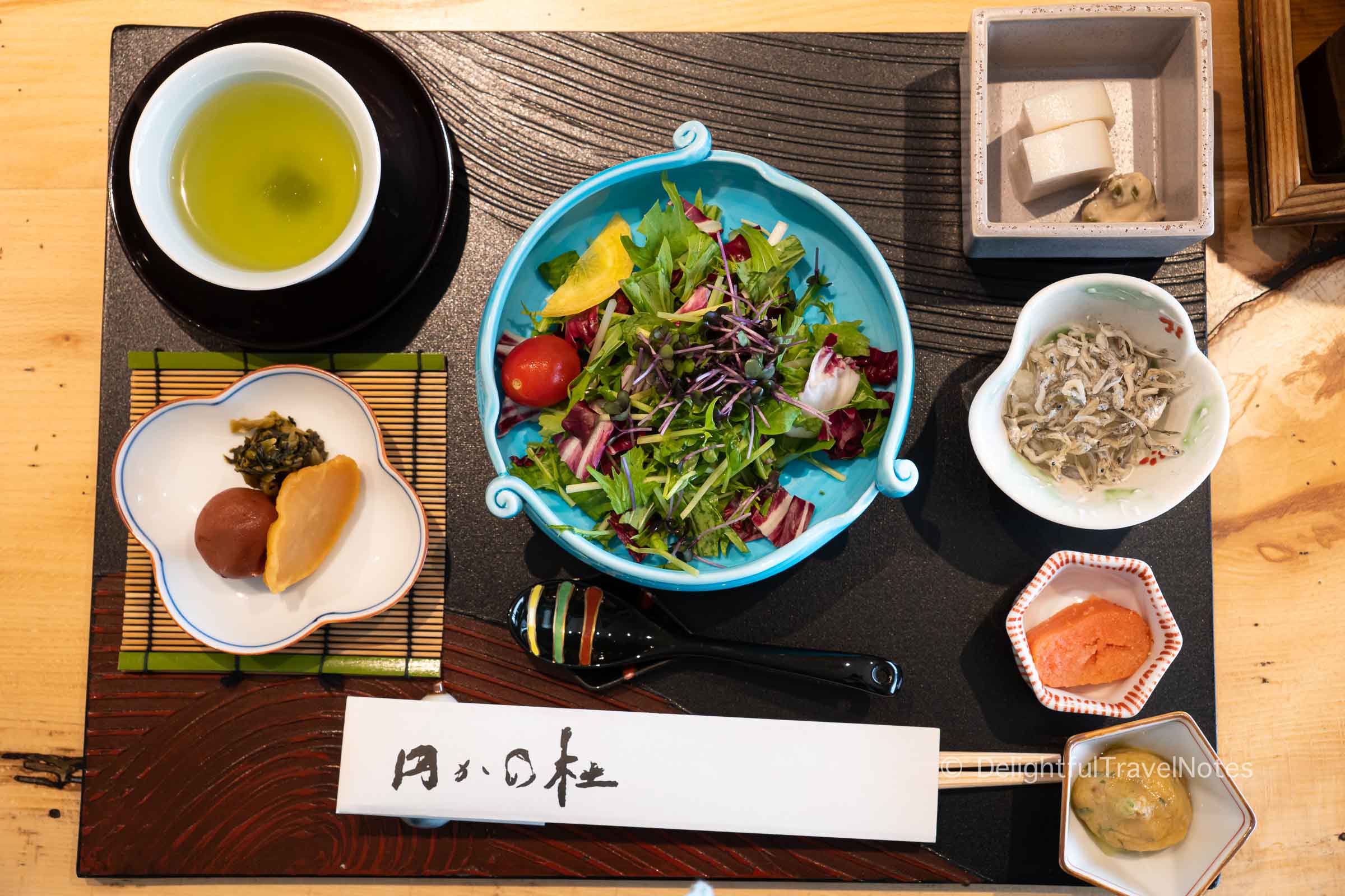 a bowl of salad in breakfast meal at Madoka no Mori ryokan in Hakone.
