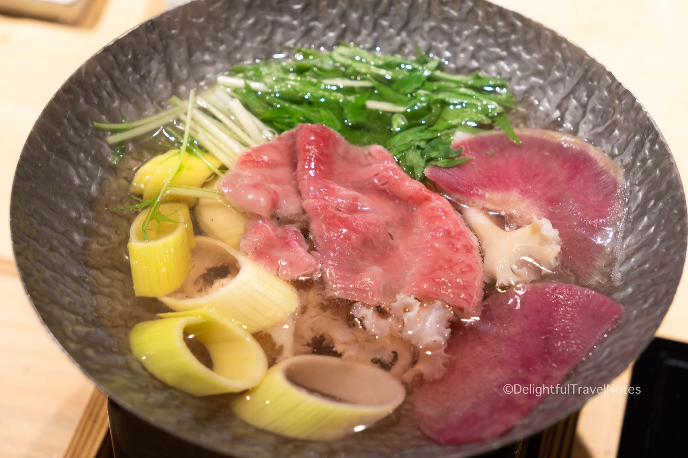 shabu shabu hotpot with Hida beef in the kaiseki dinner at Madoka no Mori