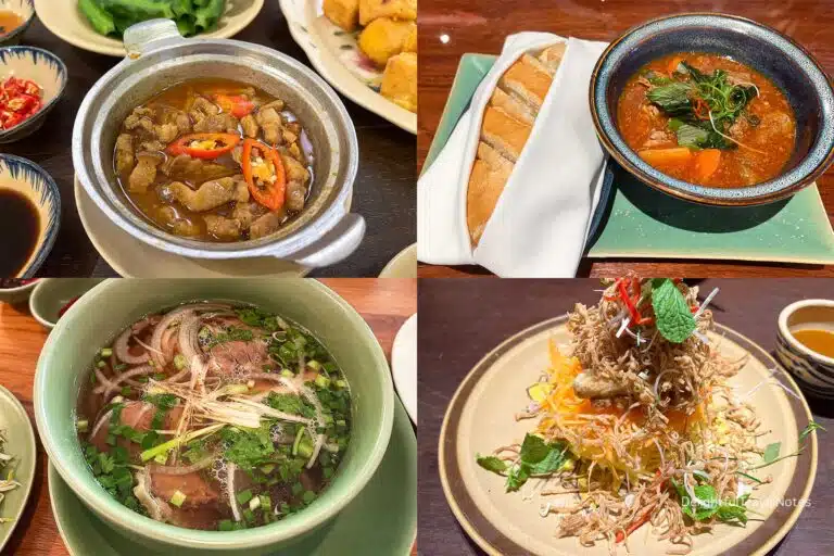 a collage of dishes at the best Vietnamese restaurants in Ho Chi Minh city.