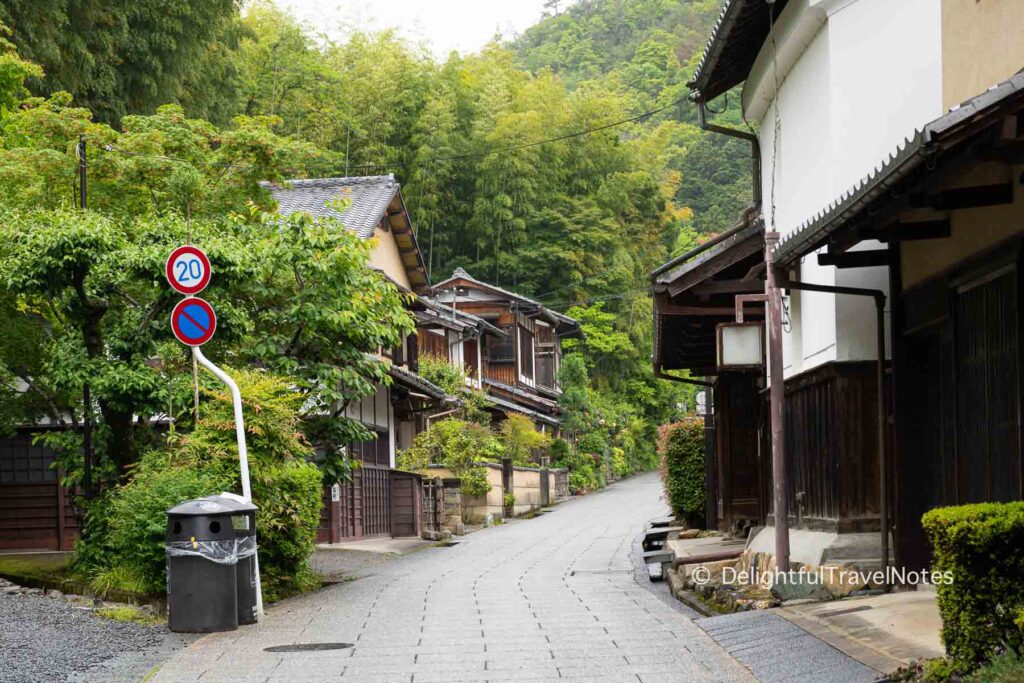 An uphill street in Arashiyama, Kyoto.