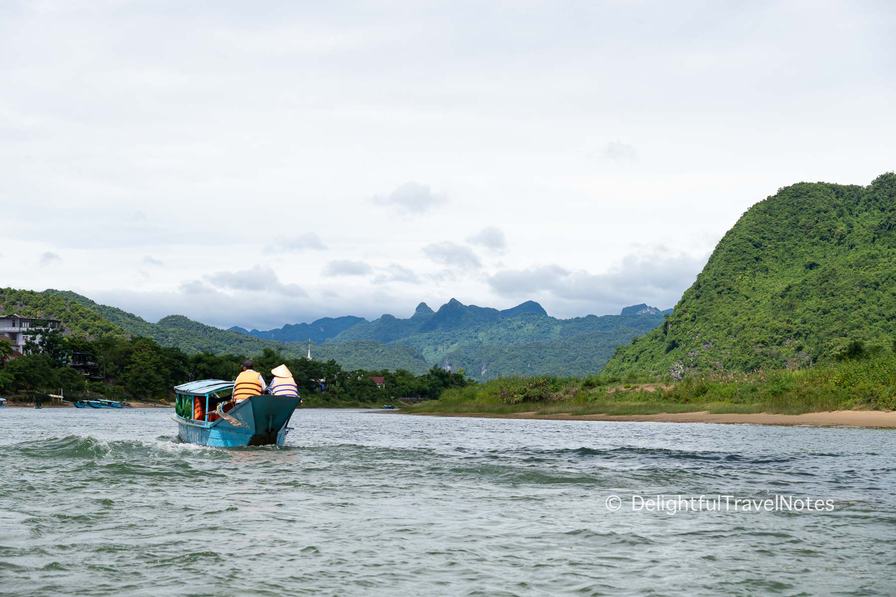 Boat ride to Phong Nha Cave in Quang Binh Vietnam.