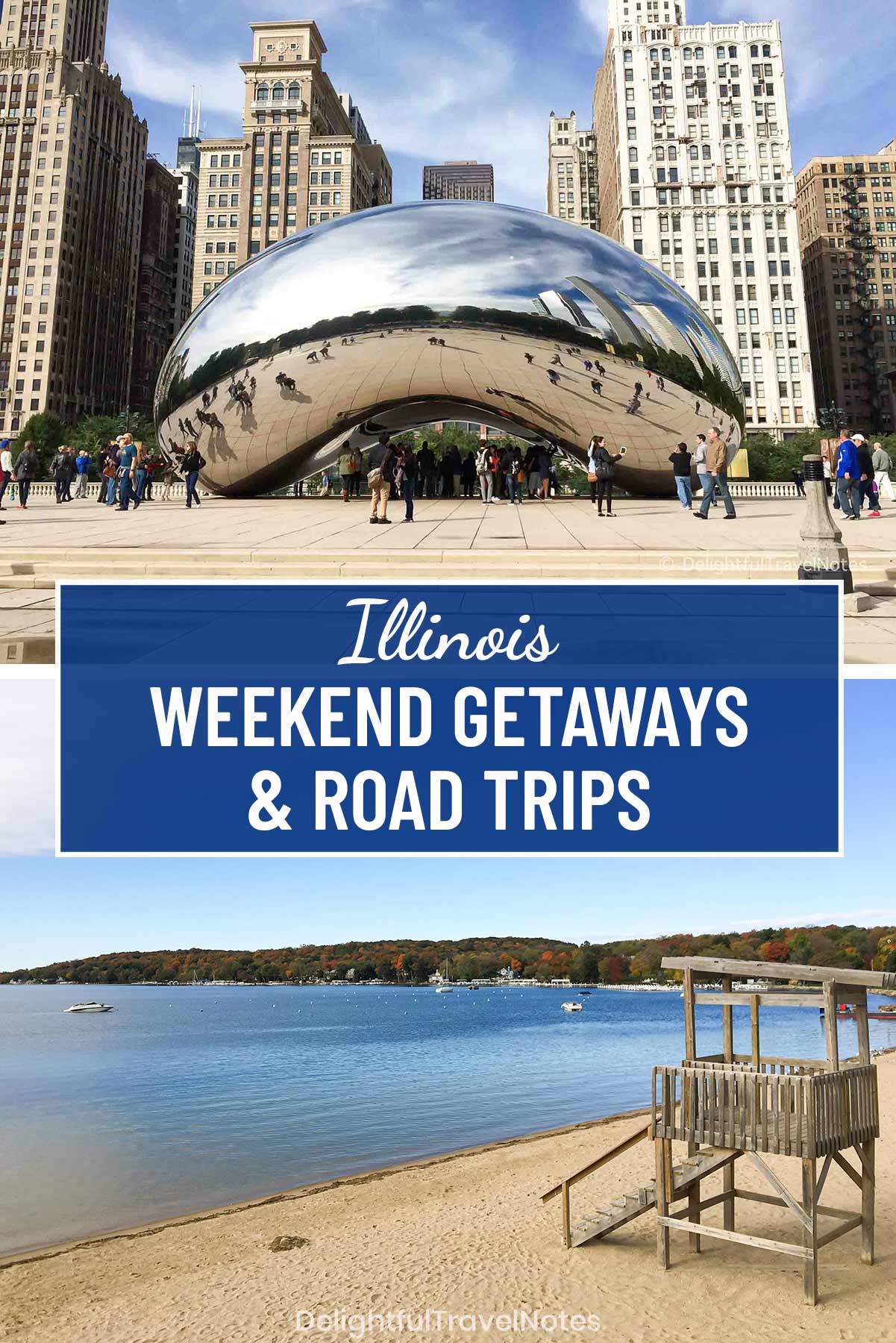 a collage of some of the best Illinois road trip destinations