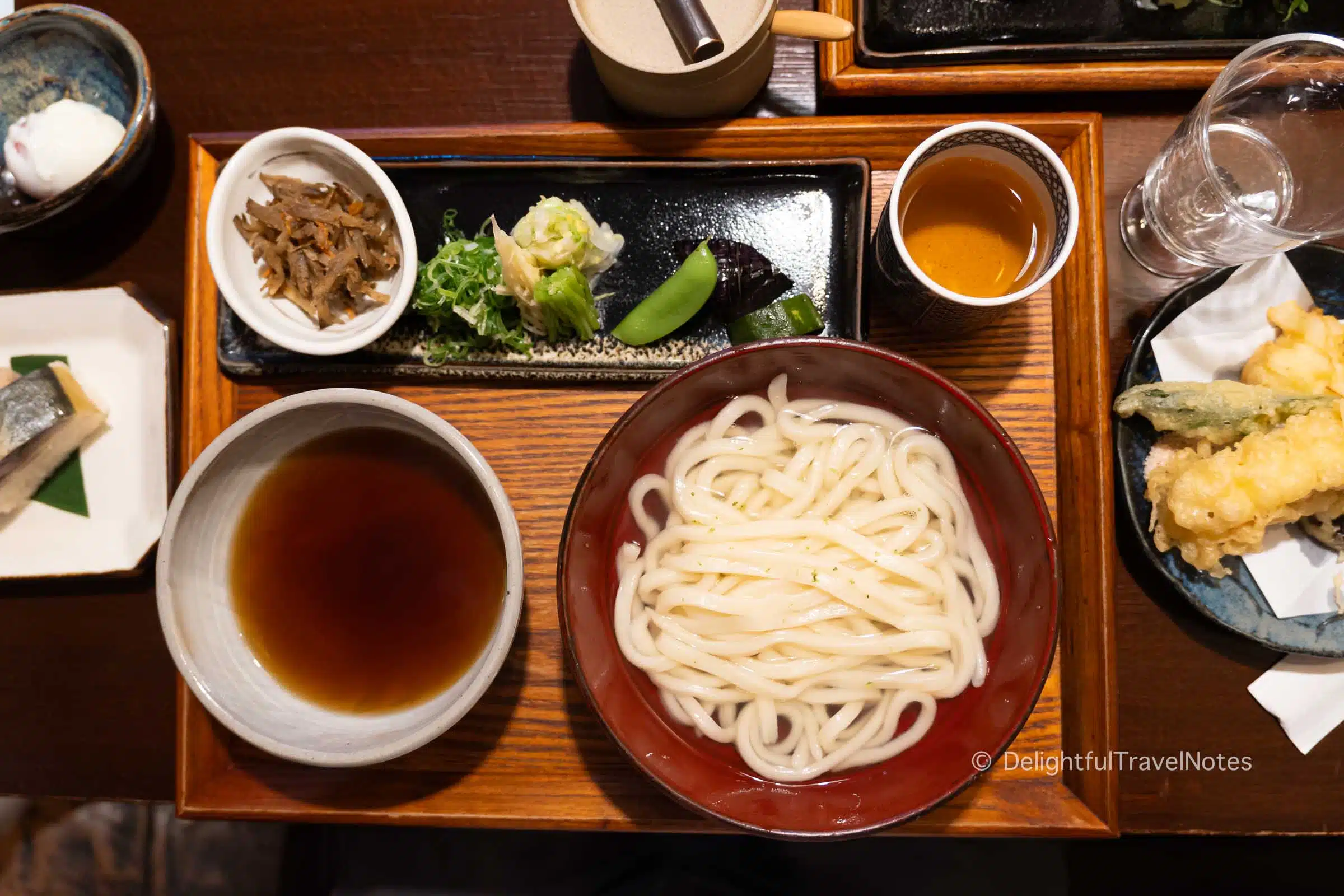 Tempura udon set at Omen Shijo Pontocho in Kyoto.