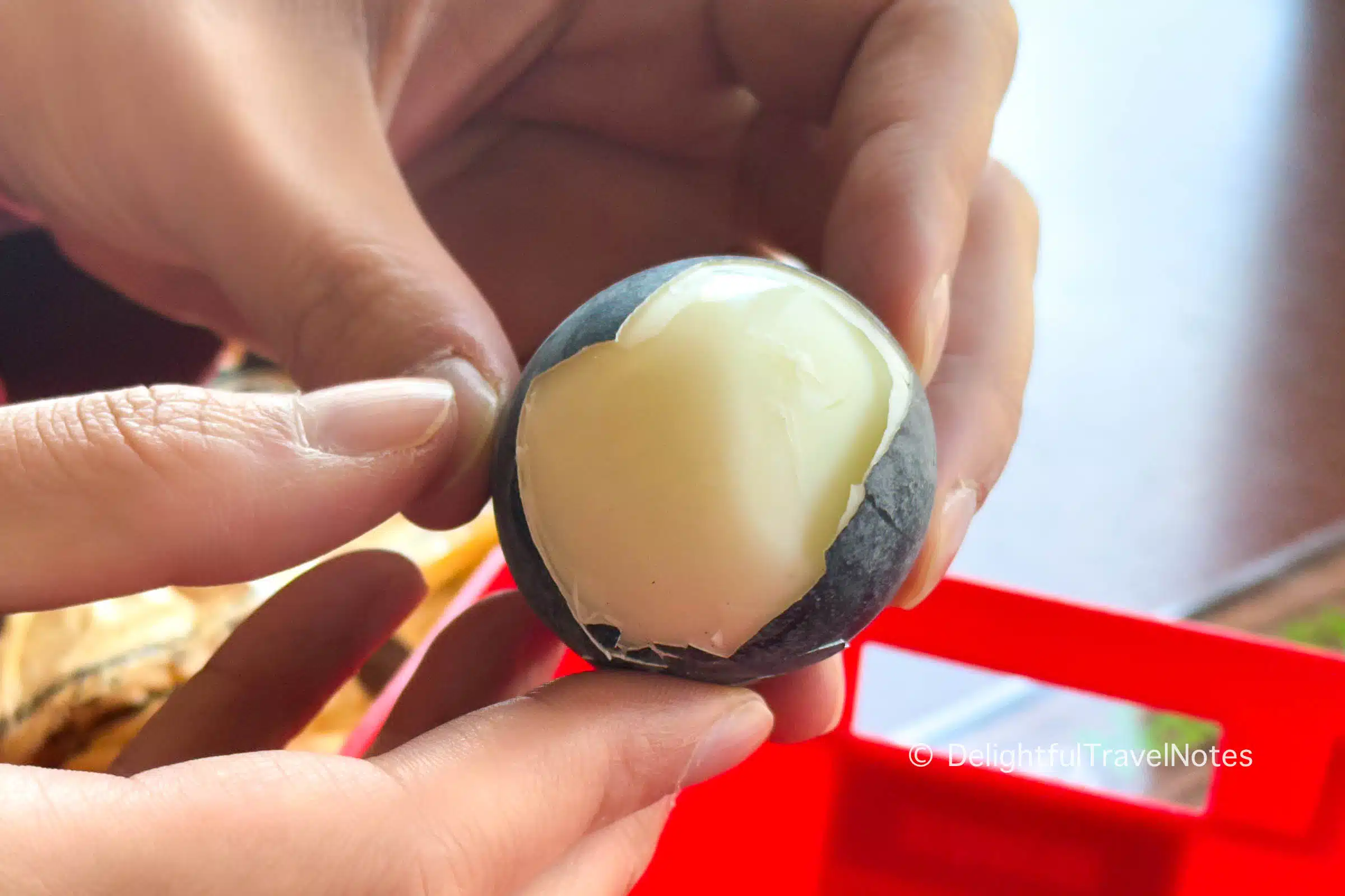 a black eggs bought at Owakudani volcano in Hakone.