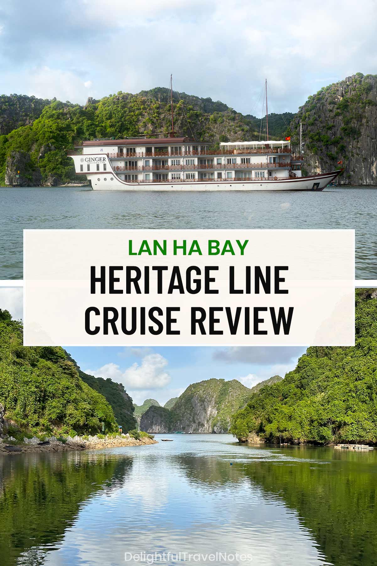 a collage of scenery captured from a Lan Ha Bay cruise on Heritage Line's Ginger ship.