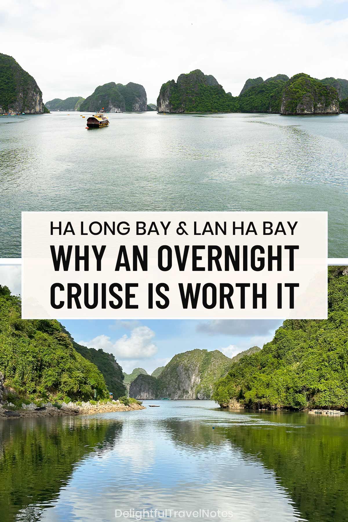 a collage of scenery taken from cruises in Lan Ha Bay and Ha Long Bay areas.