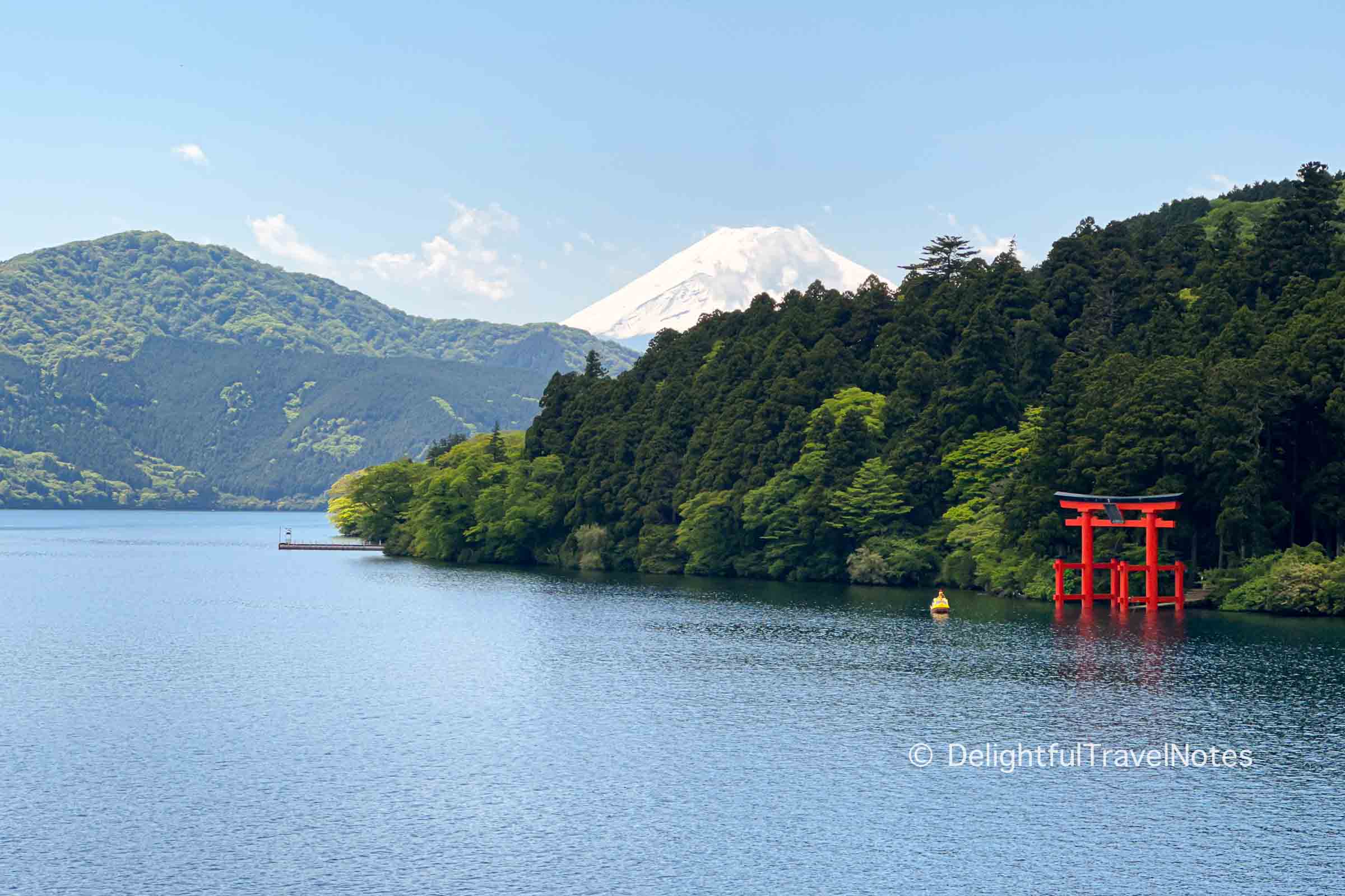 View of Lake Ashi and Mount Fuji from the Pirate Ship.
