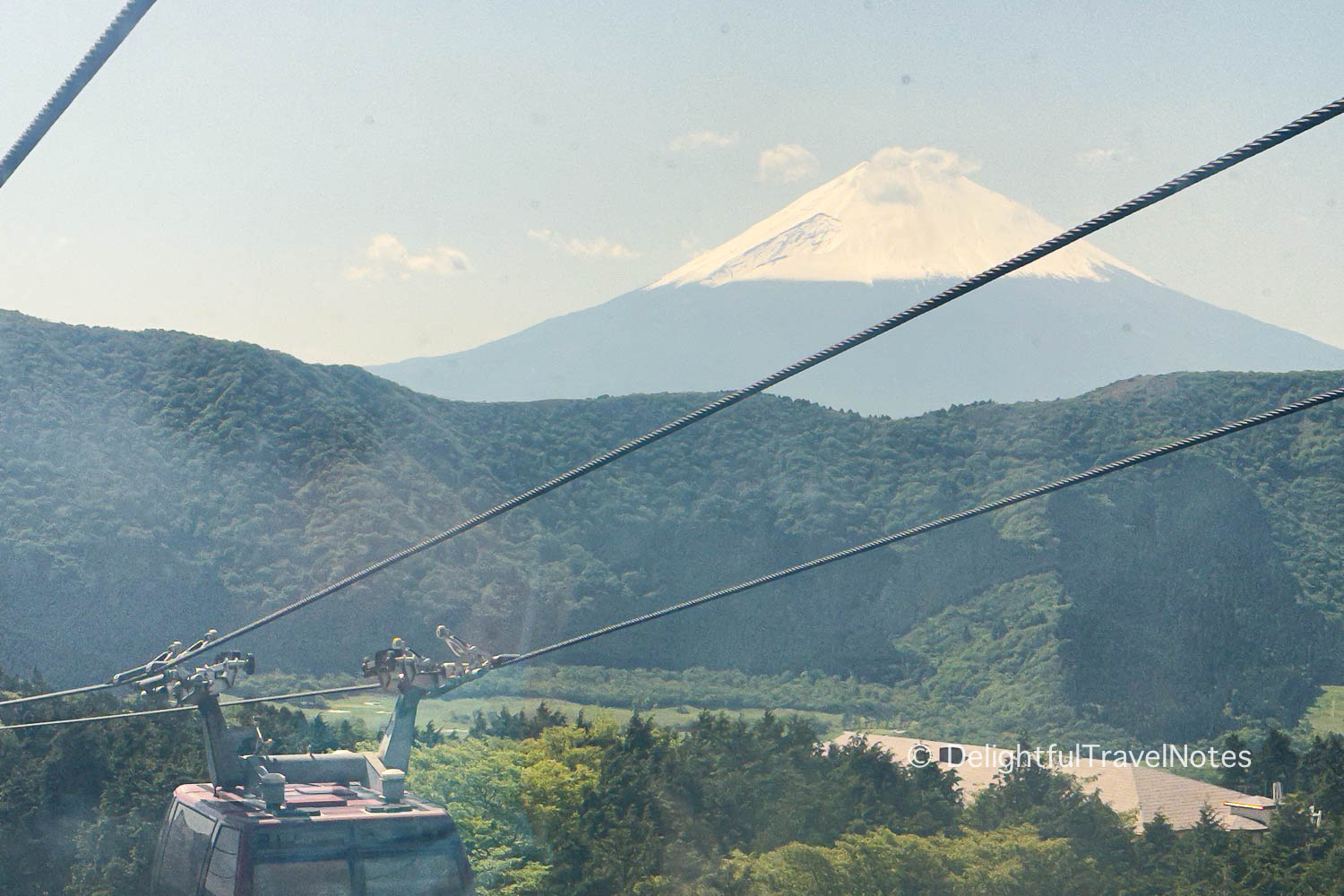 View of Mount Fuji from Hakone Ropeway cable car.