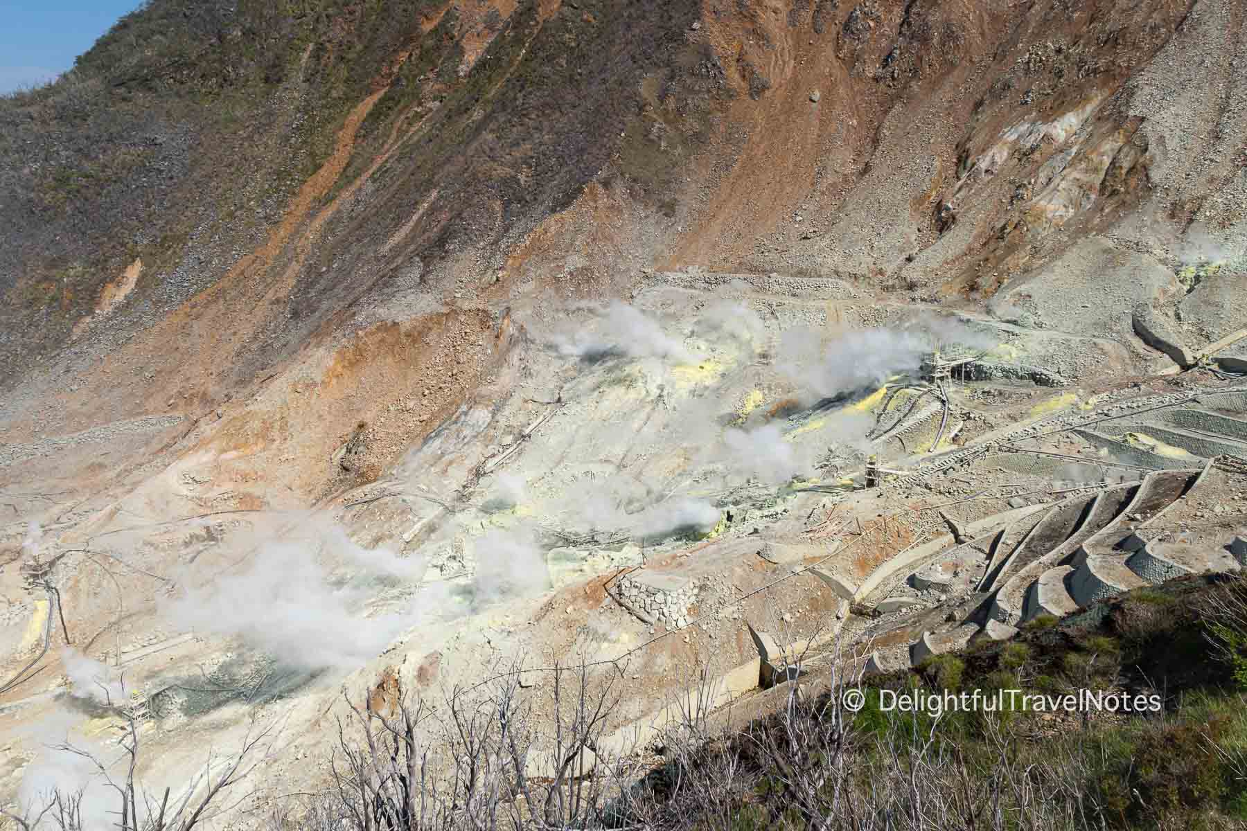 Volcanic activity at Owakudani.