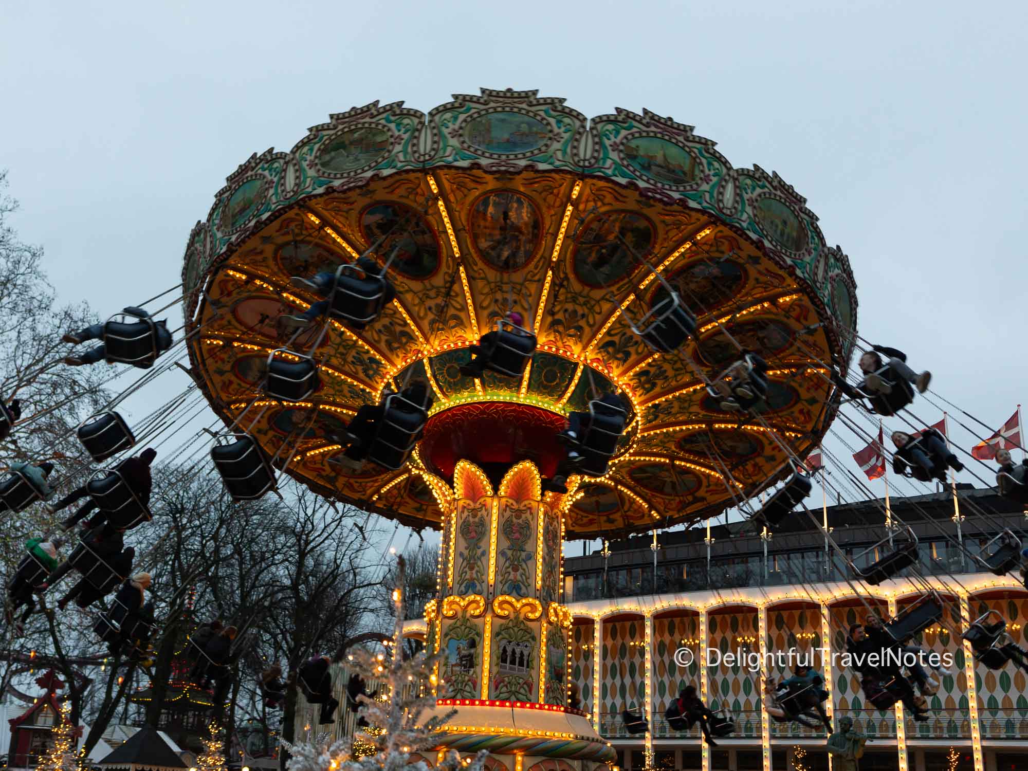 A thrill ride at Tivoli Gardens in Copenhagen.