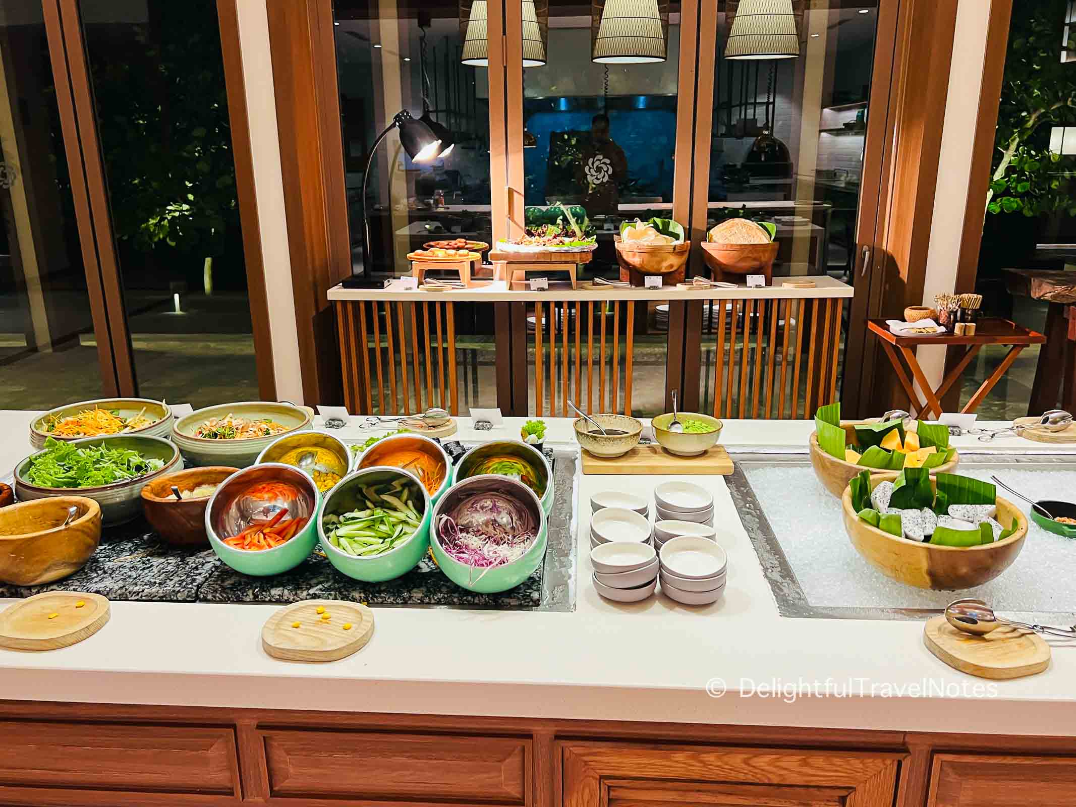 a dinner buffet counter at Maia Resort Quy Nhon.