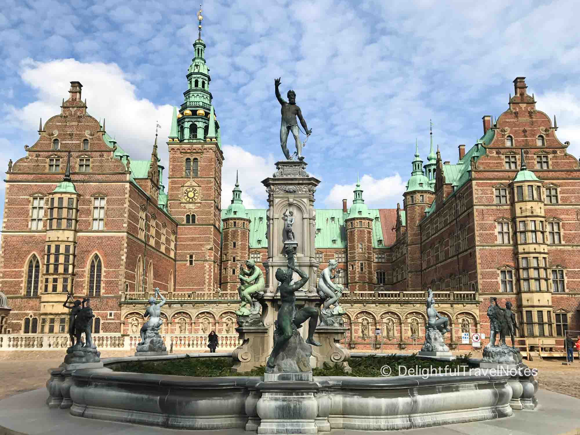 Facade of Frederiksborg Castle in Denmark.