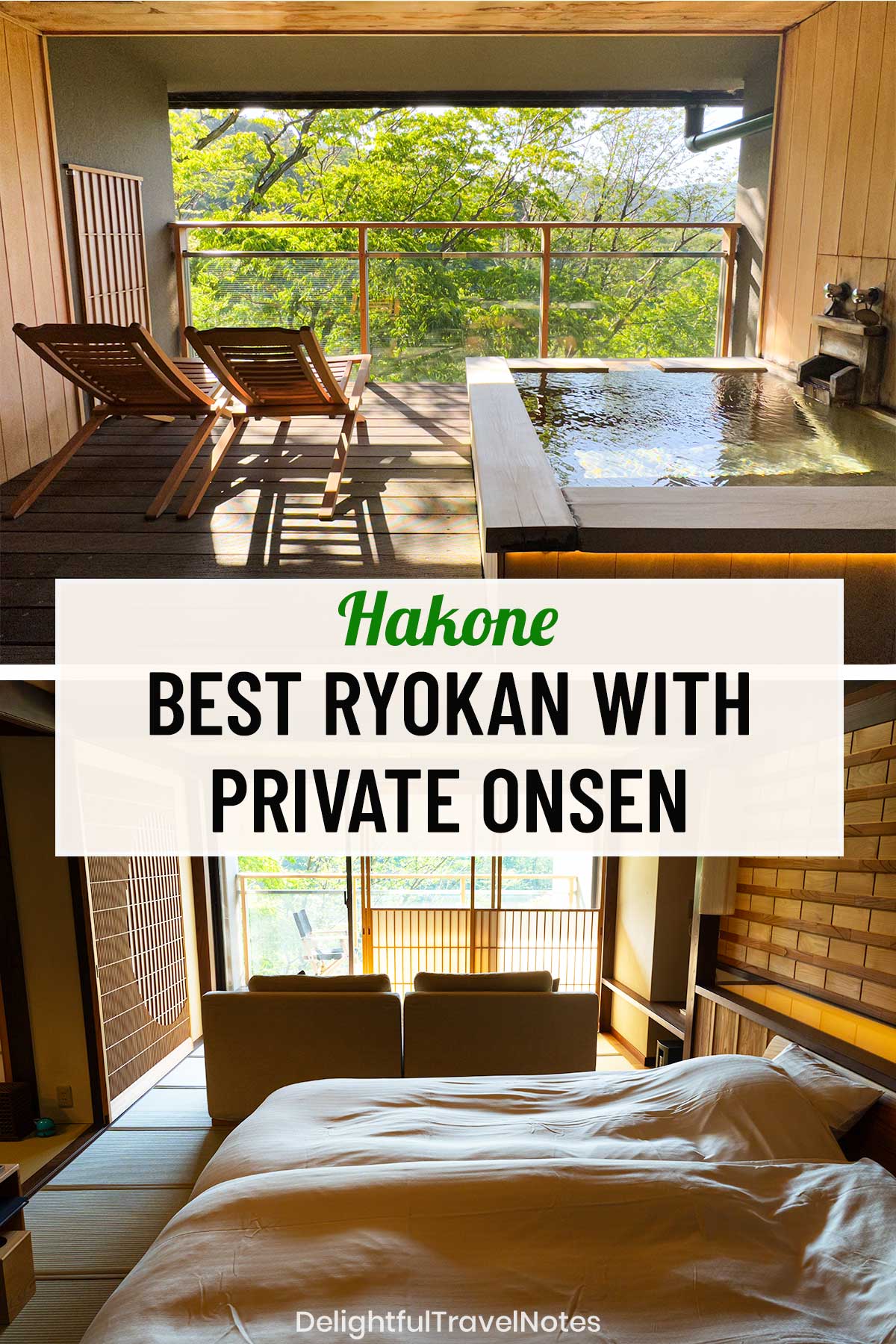 a photo collage of the best ryokan with private onsen in Hakone.
