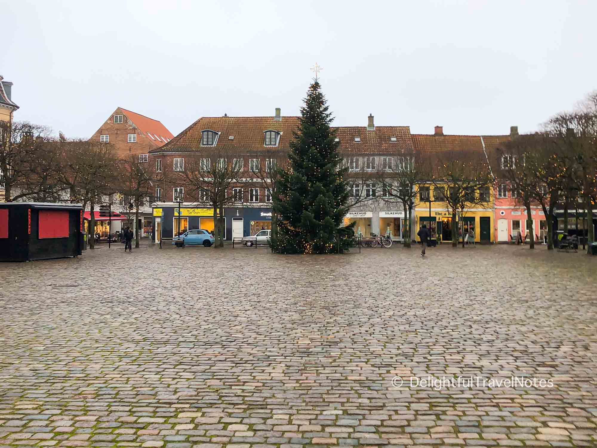 a street in Helsingor in Christmas season.