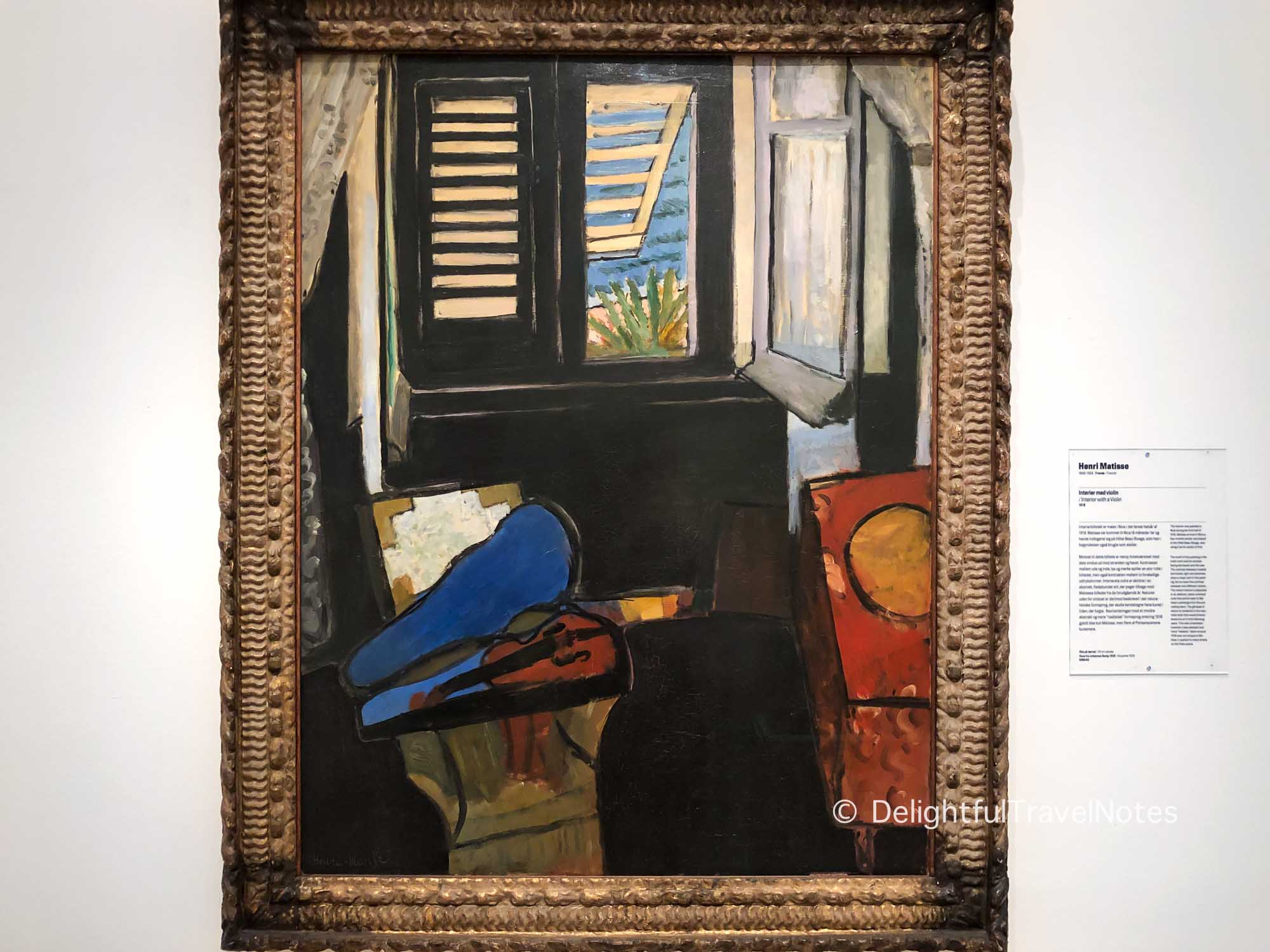 the painting "Interior with a violin" by Henri Matisse at National Gallery of Denmark, a must visit in Copenhagen.