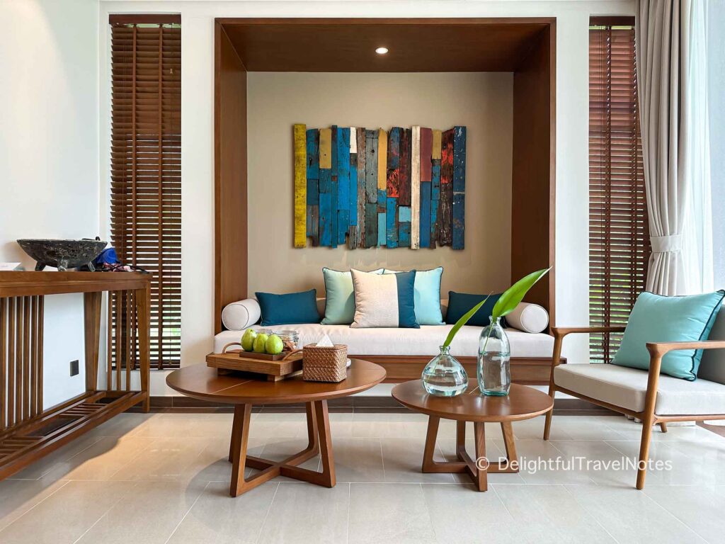 Living room in pool villa at Maia Resort Quy Nhon.