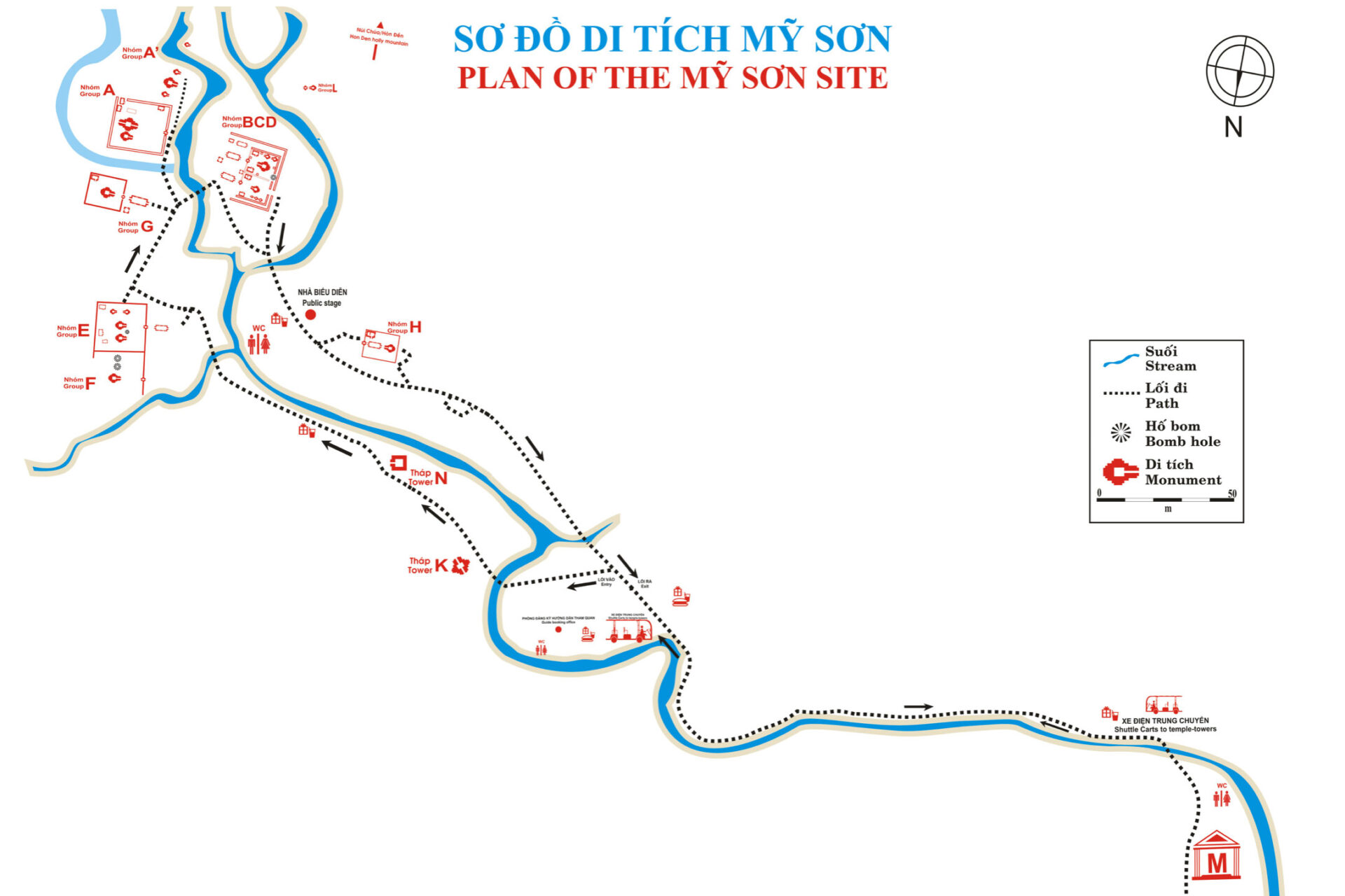 Overall map of My Son Sanctuary in Quang Nam, Vietnam.