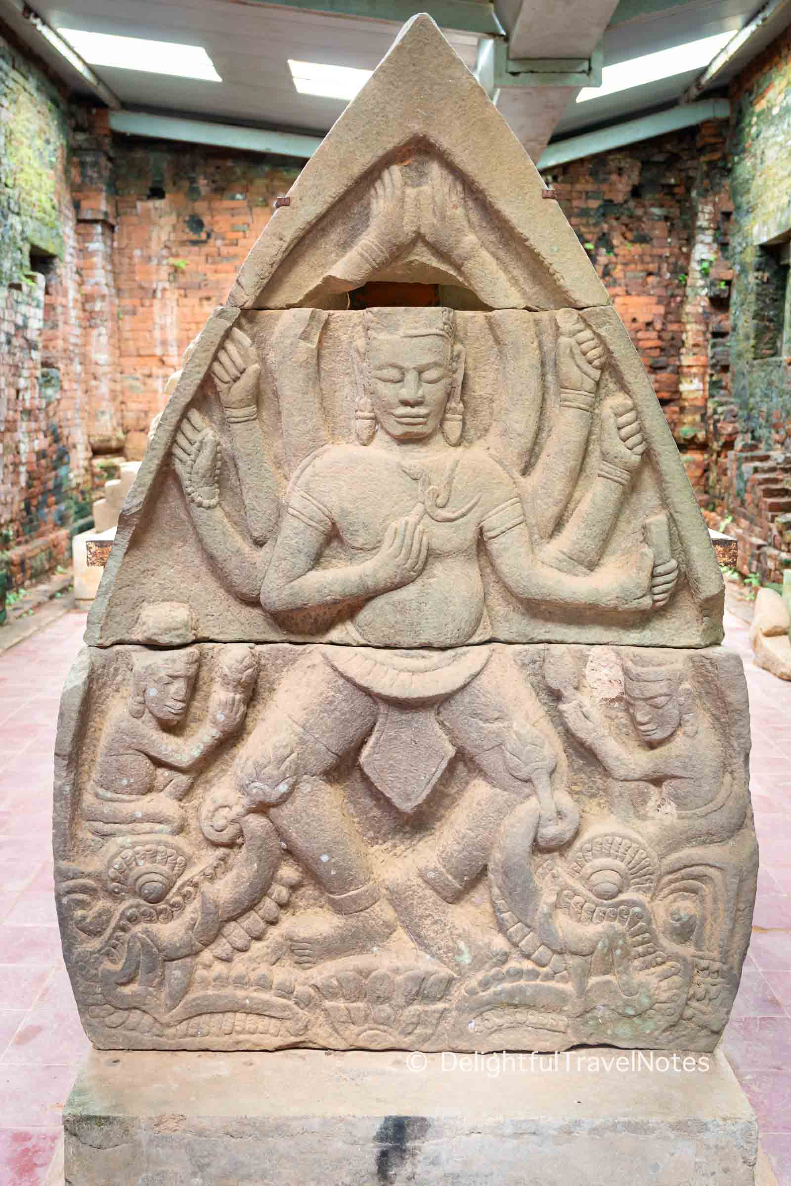 a sandstone sculpture of Shiva at My Son Sanctuary.