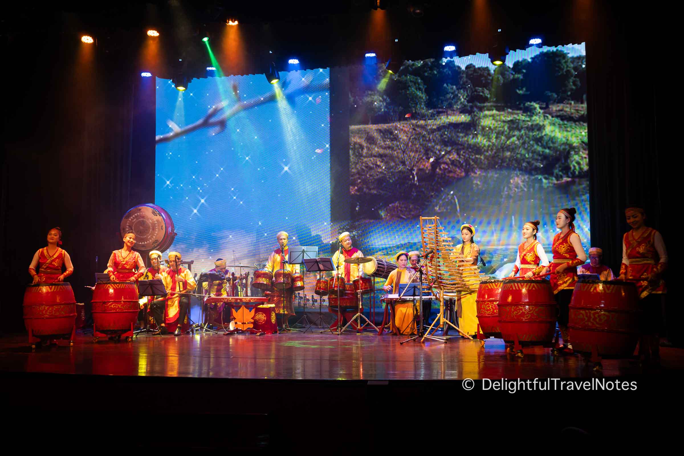 Traditional Vietnamese orchestra performing at Nguyen Hien Dinh Theater in Da Nang.