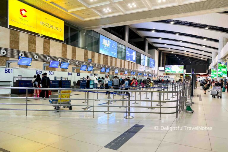 Check-in area of Vietnam Airlines at Noi Bai domestic terminal in Hanoi.