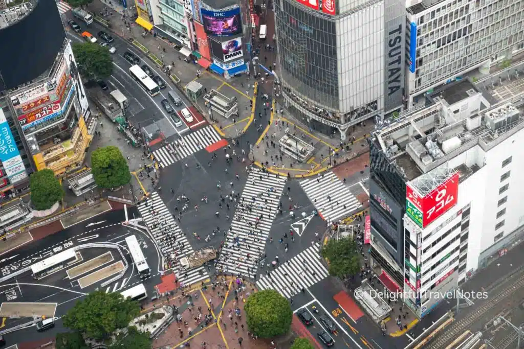 view of Shibuya Crossing from Shibuya Sky.