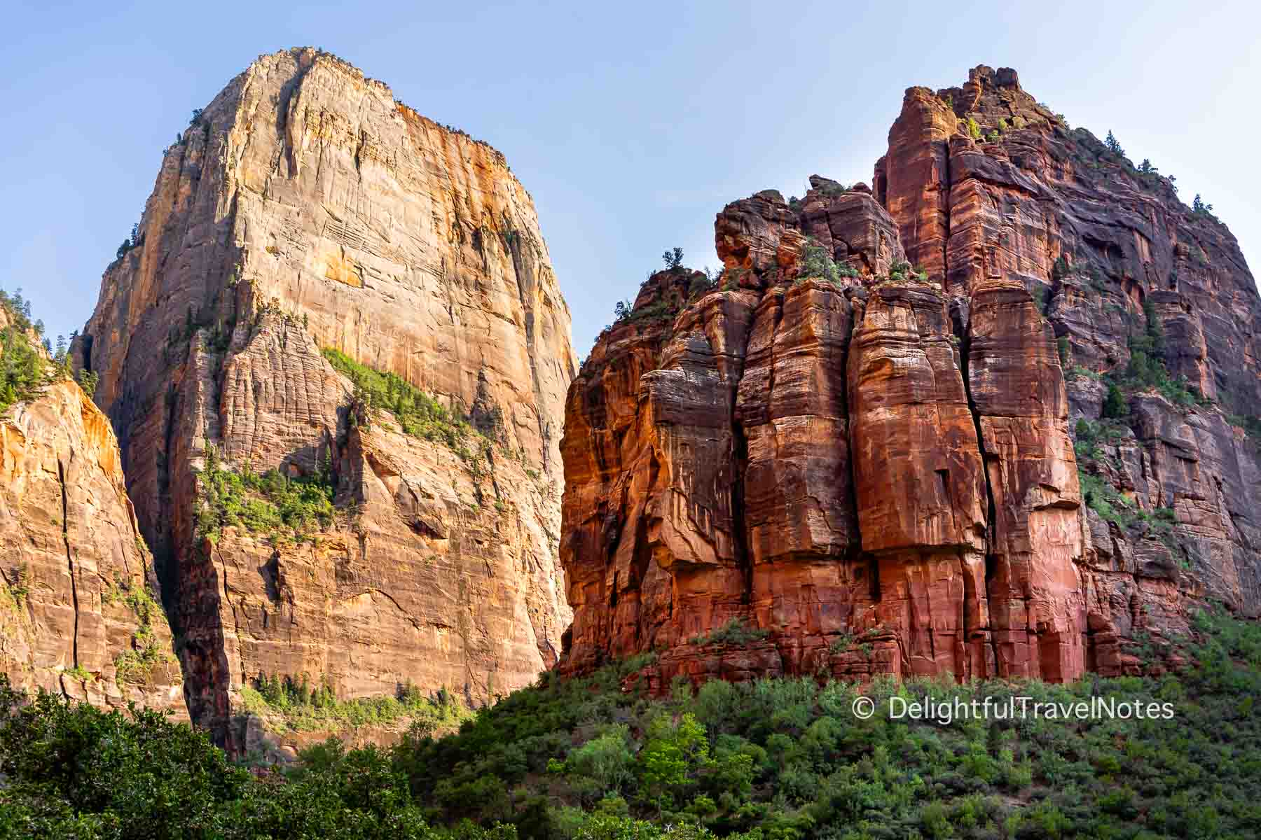 The Great White Throne and the Organ at Zion National Park in Utah.
