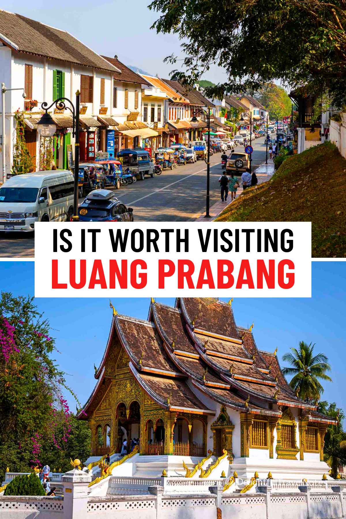 a collage of scenery in Luang Prabang.