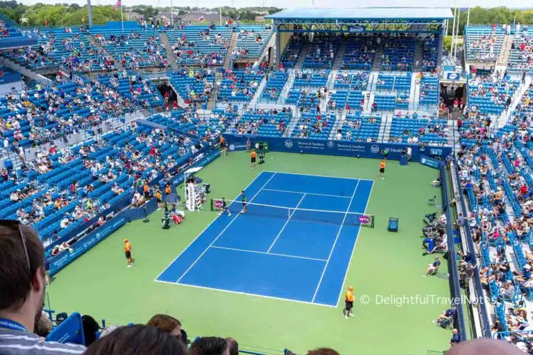 View of Center Court from Cincinnati Open Grand View box seats, one of the best seats in the court.