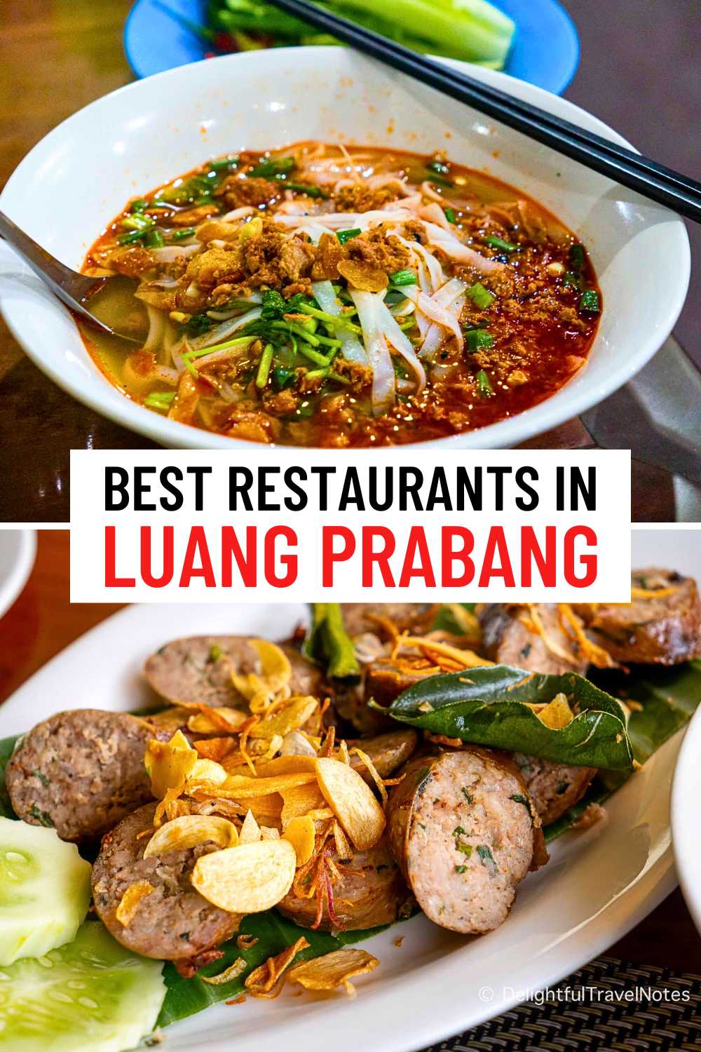 a collage of food in Luang Prabang.