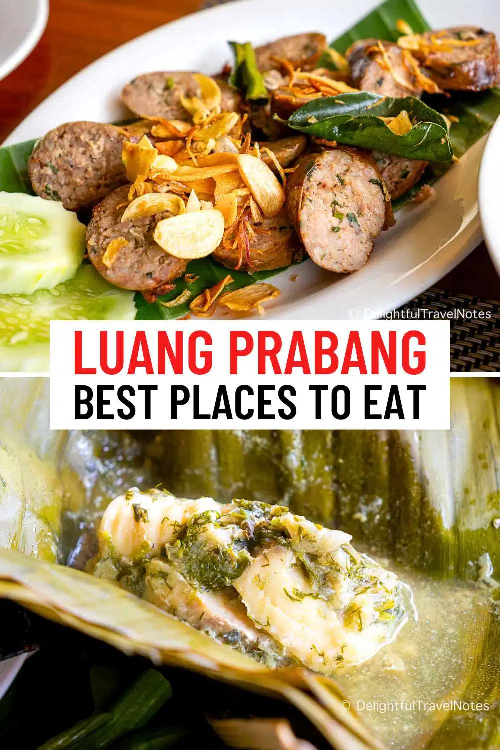 a collage of food in Luang Prabang.