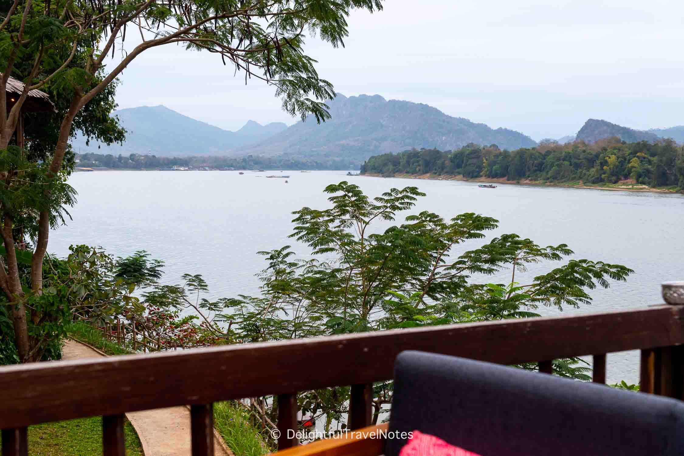 view of Mekong River at Ock Pop Tok Silk Road Cafe, a must-try place in Luang Prabang.