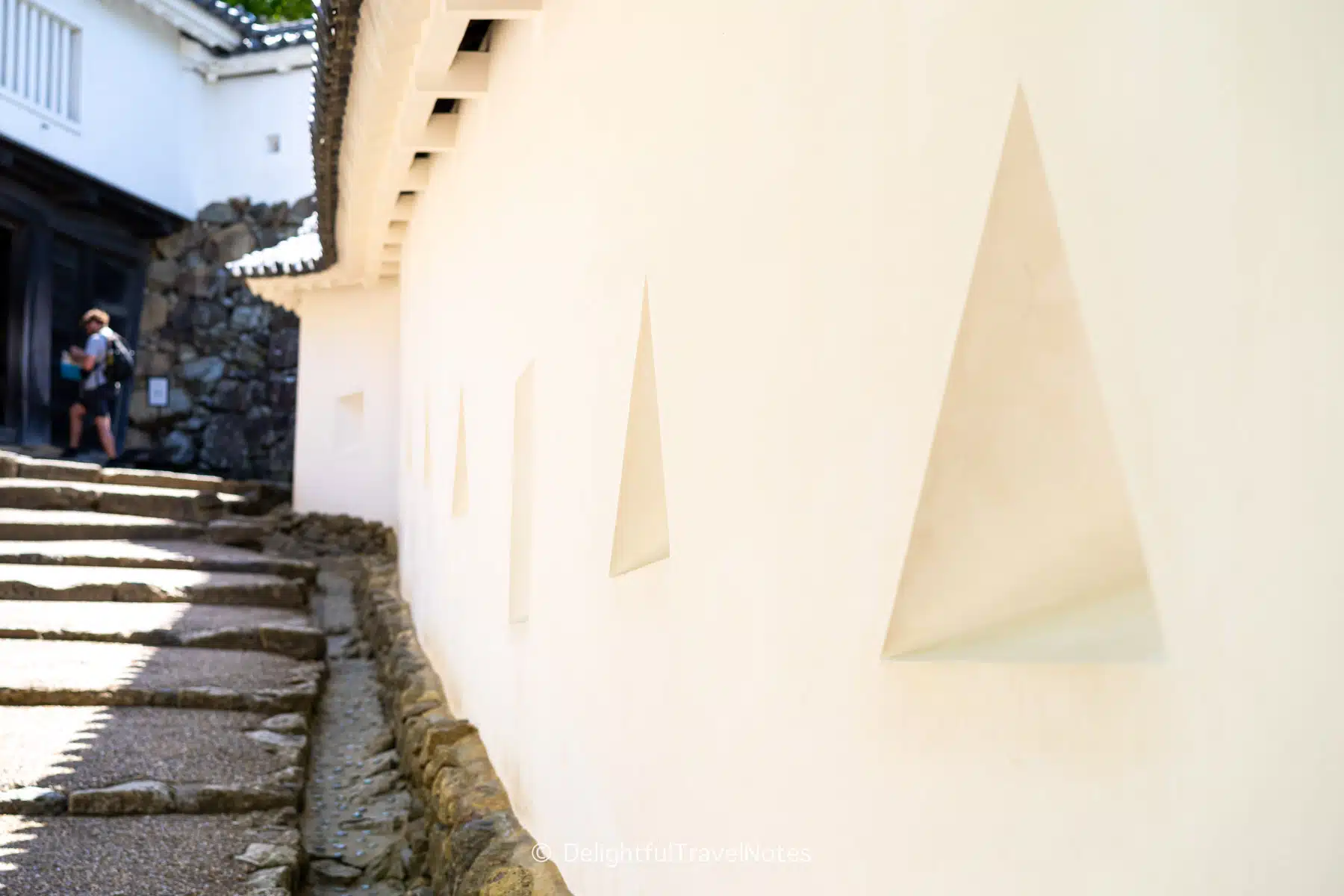 Holes on Himeji castle wall as a defensive mechanism.