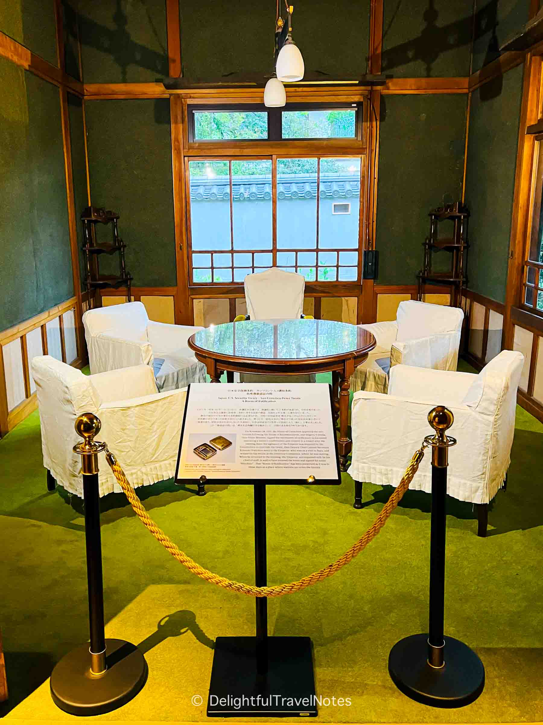 the room where a Japan-US Treaty was signed at Shisui Hotel Nara.