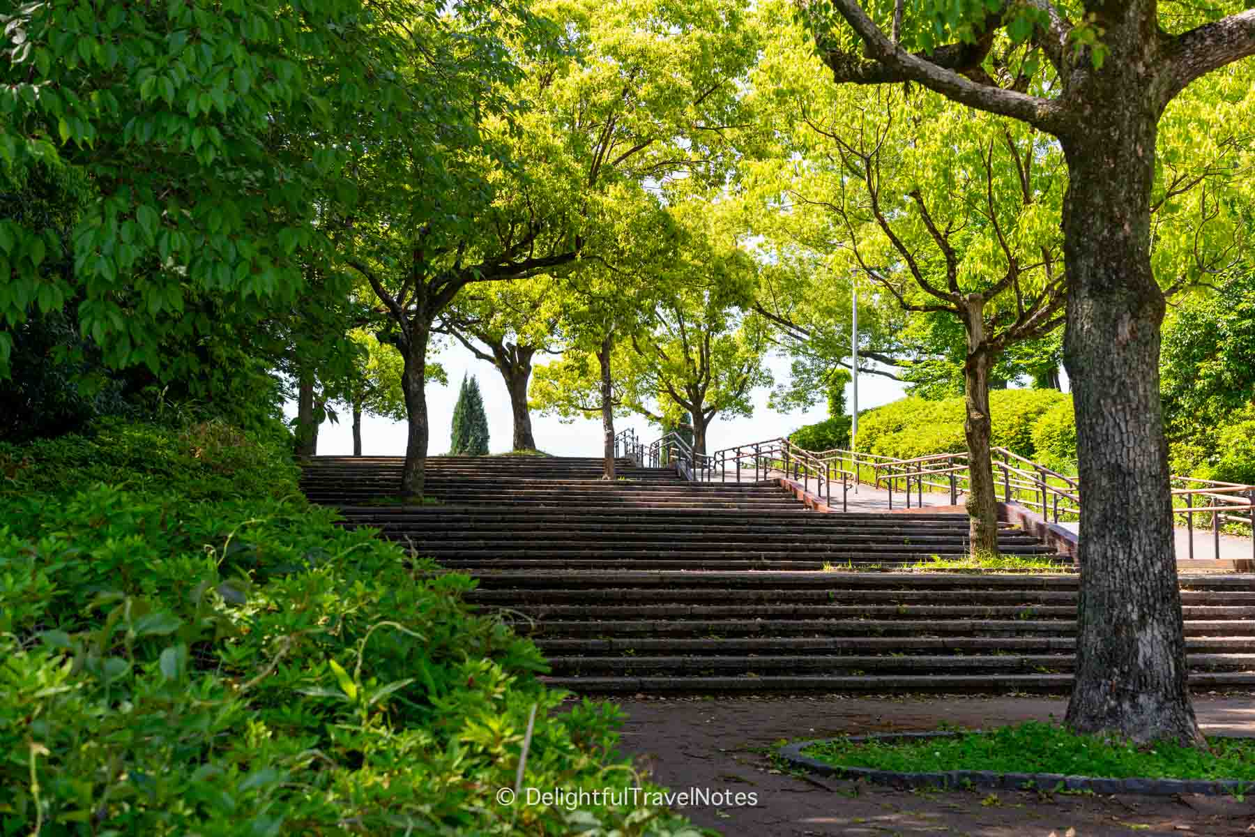 Stairs in Hattori Ryokuchi Park Osaka.