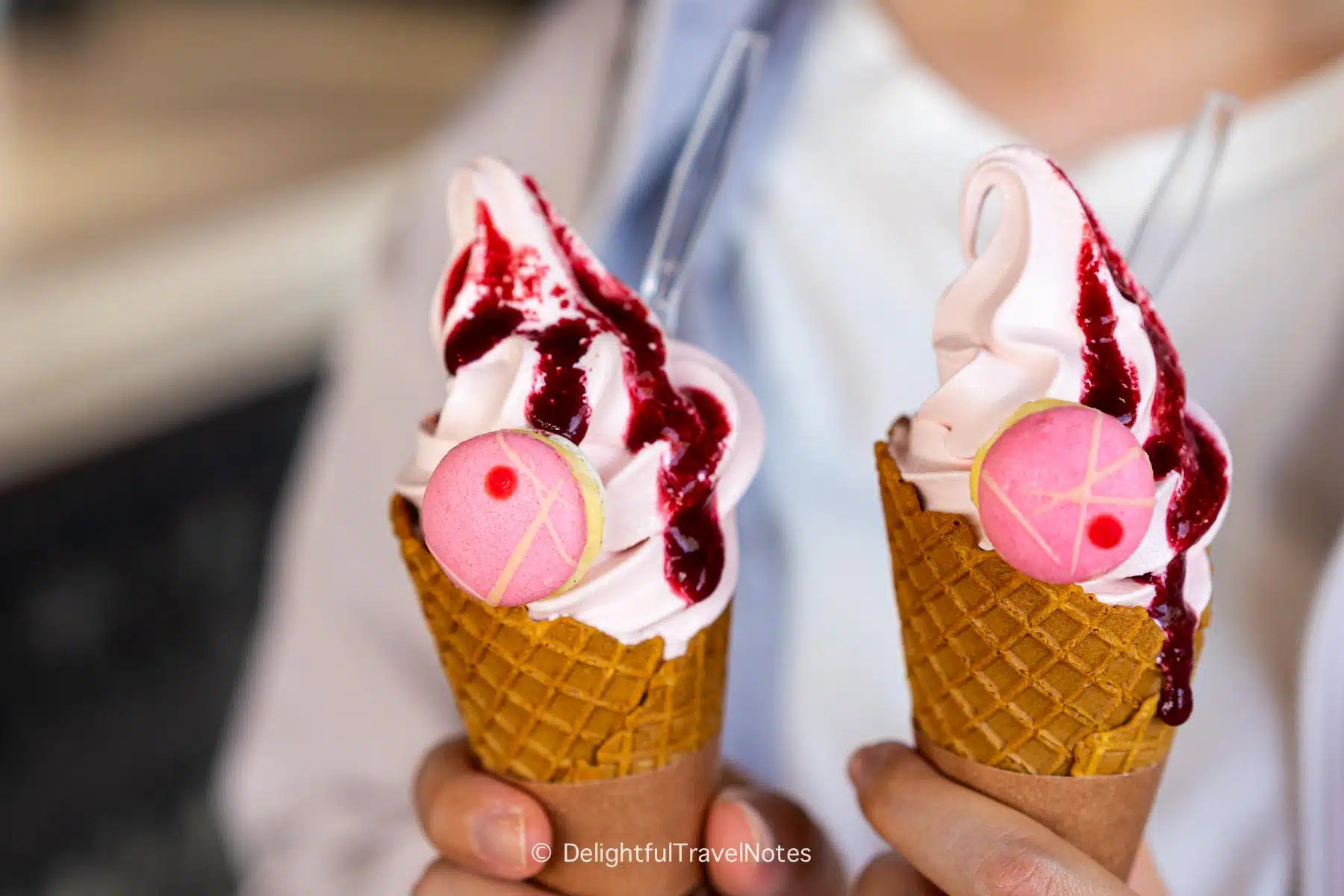 Strawberry ice cream at the Veranda in Nunobiki Herb Gardens.