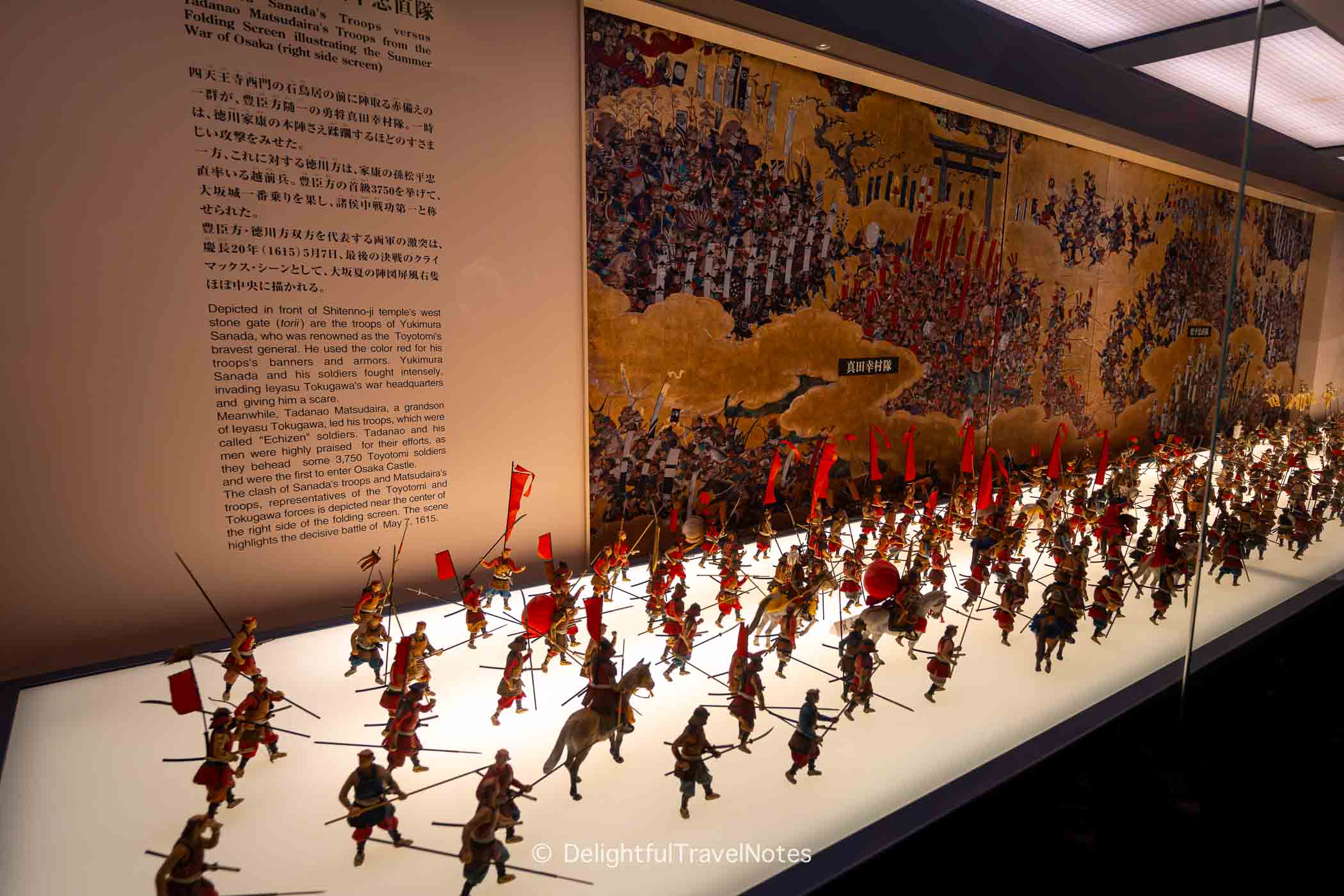 Scene of fighting soldiers in Osaka battle exhibit in the castle.