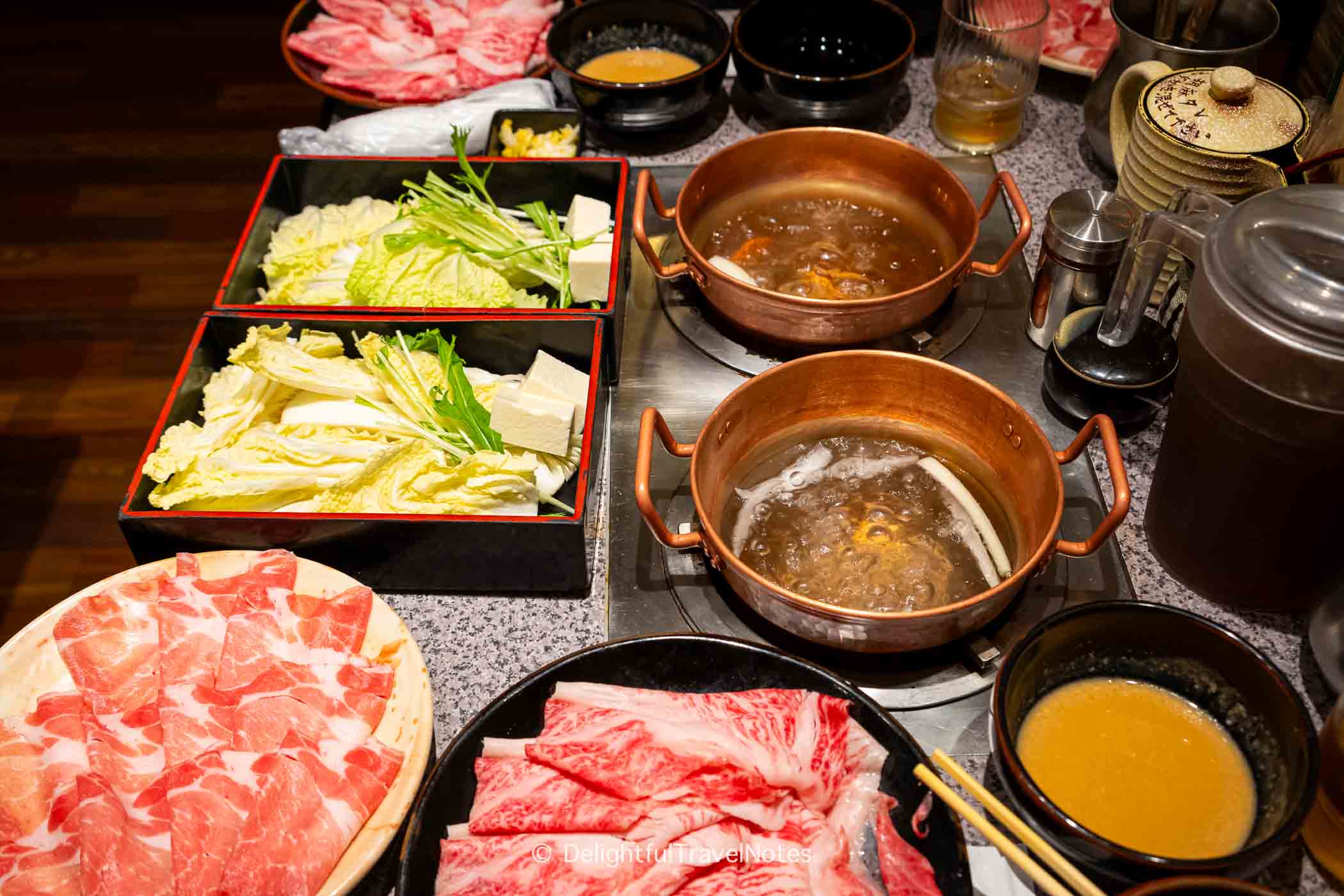 a shabu-shabu meal at Shabutei, a hot pot chain in Osaka.