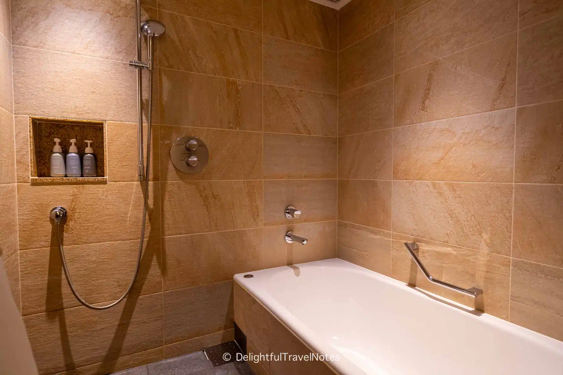 Shower room at The Thousand Kyoto Hotel.