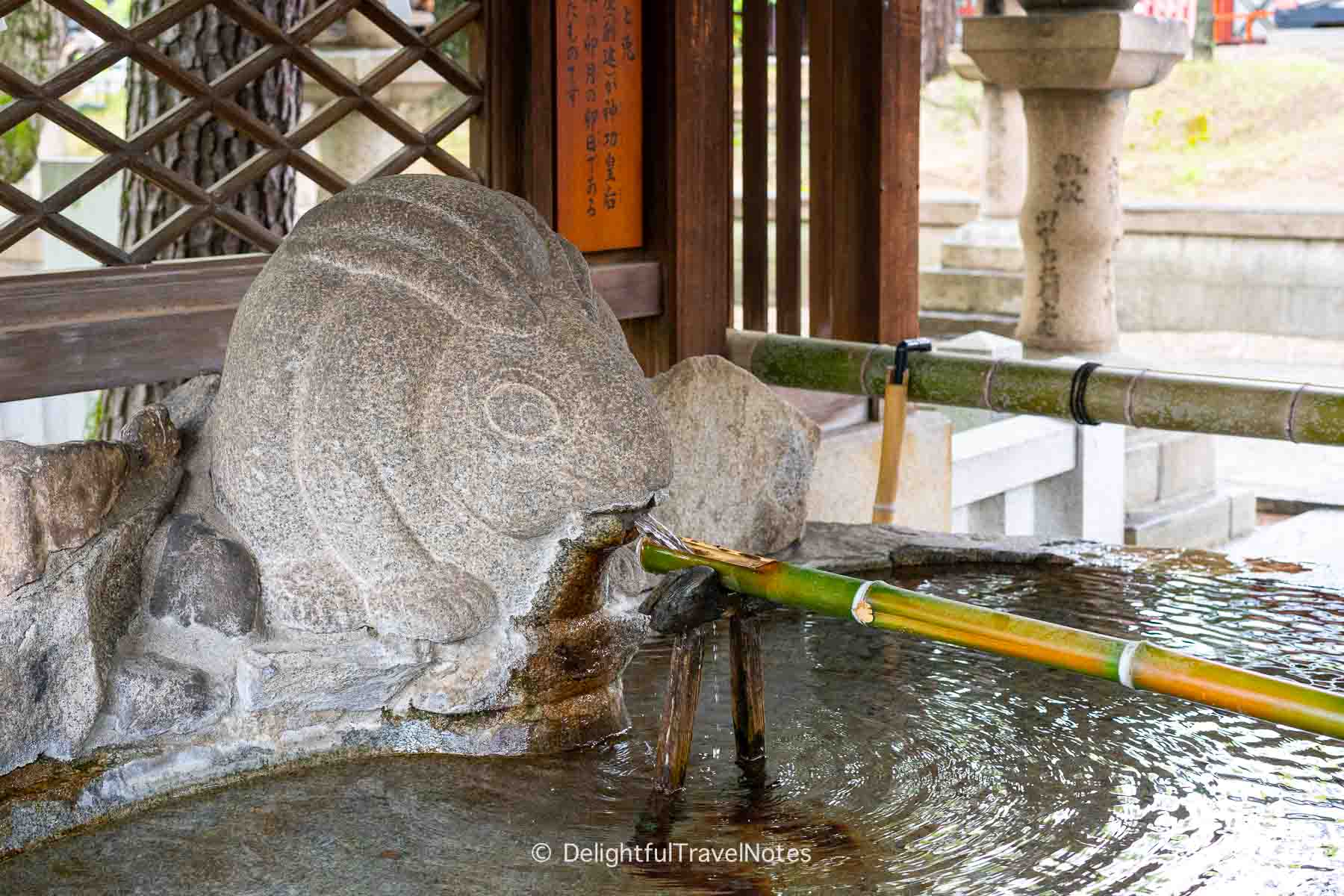 the rabbit purification fountain (temizu-sha) at Sumiyoshi Taisha in Osaka.