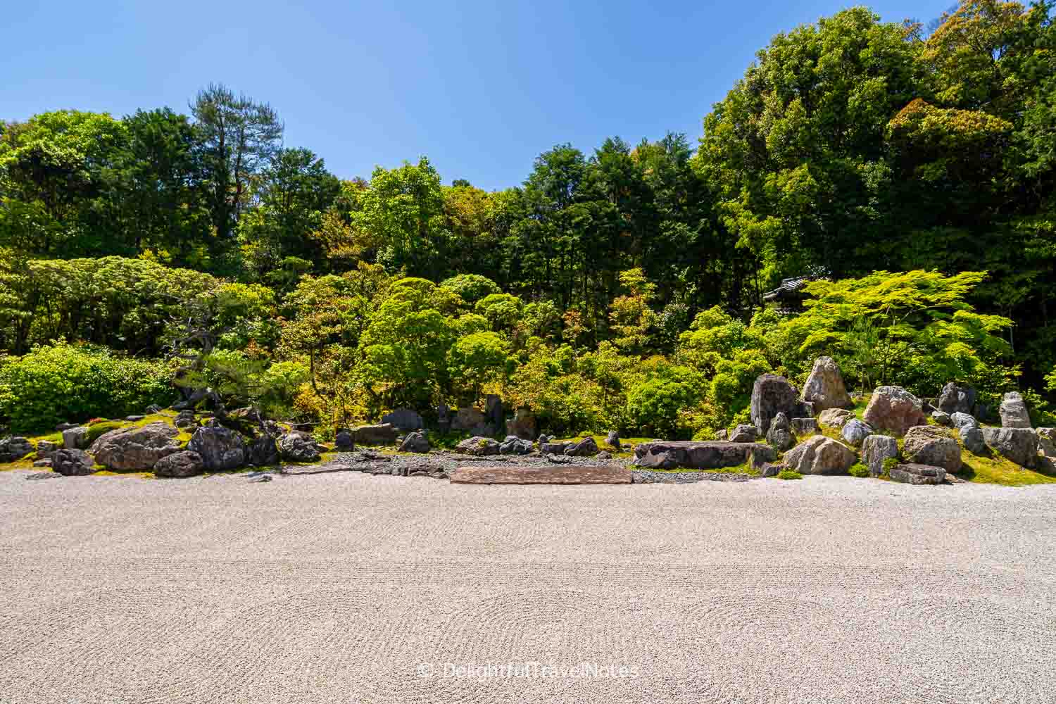 panoramic view of The Crane and Turtle Garden in Konchi-in temple in Kyoto.