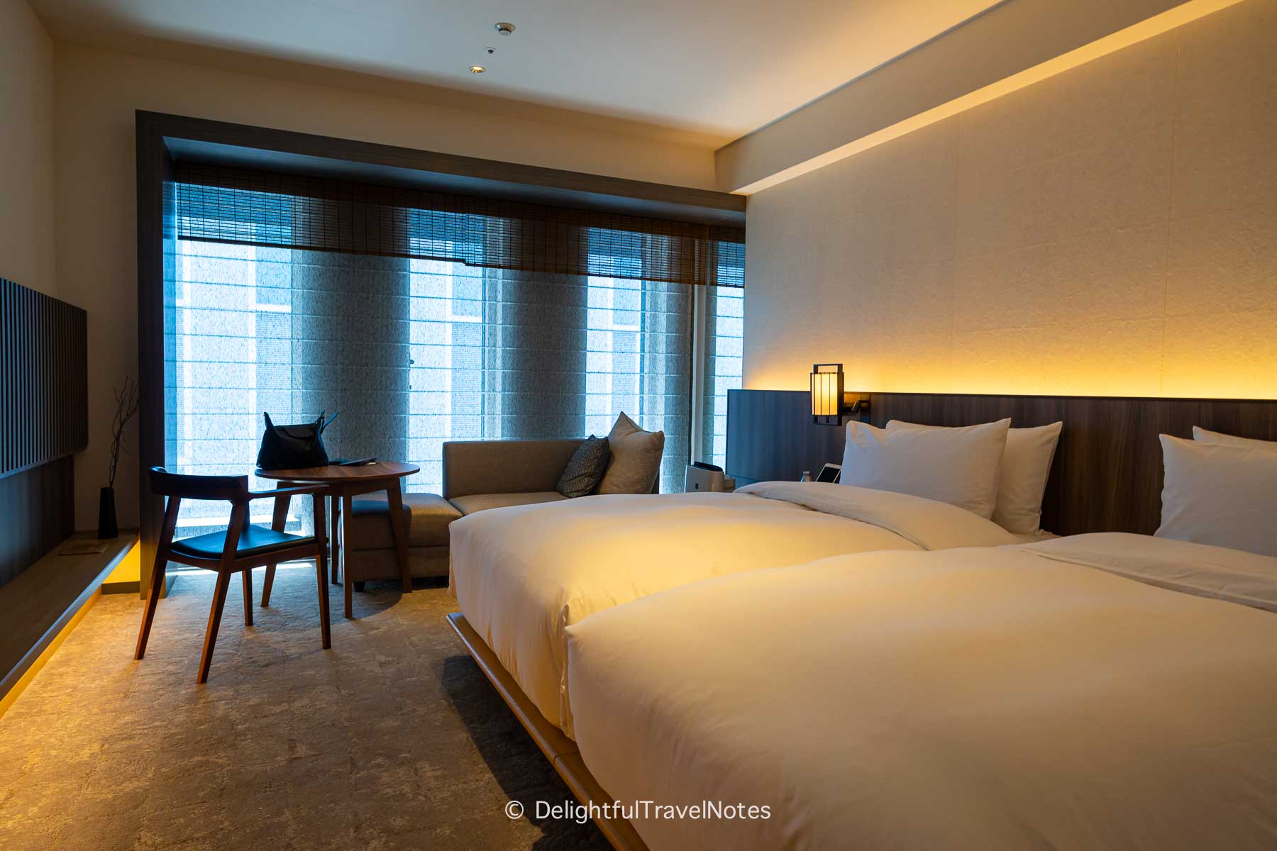 spacious twin bedroom at The Thousand Kyoto, one of the best hotels near Kyoto Station.