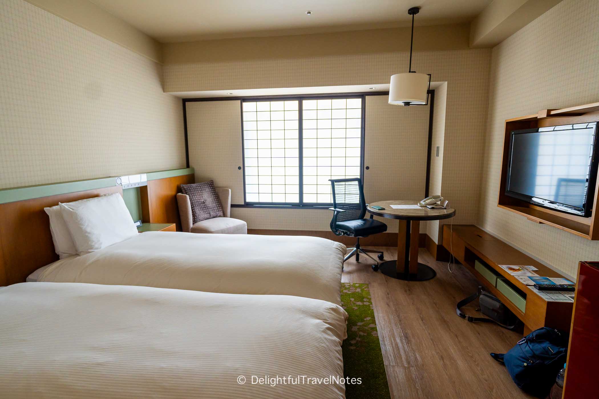 Guest room at Hilton Osaka.