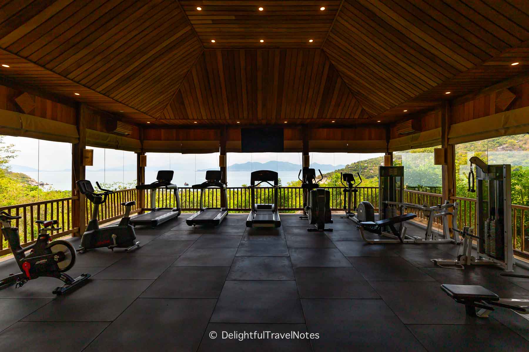 inside the jungle gym with ocean view at Six Senses Ninh Van Bay.