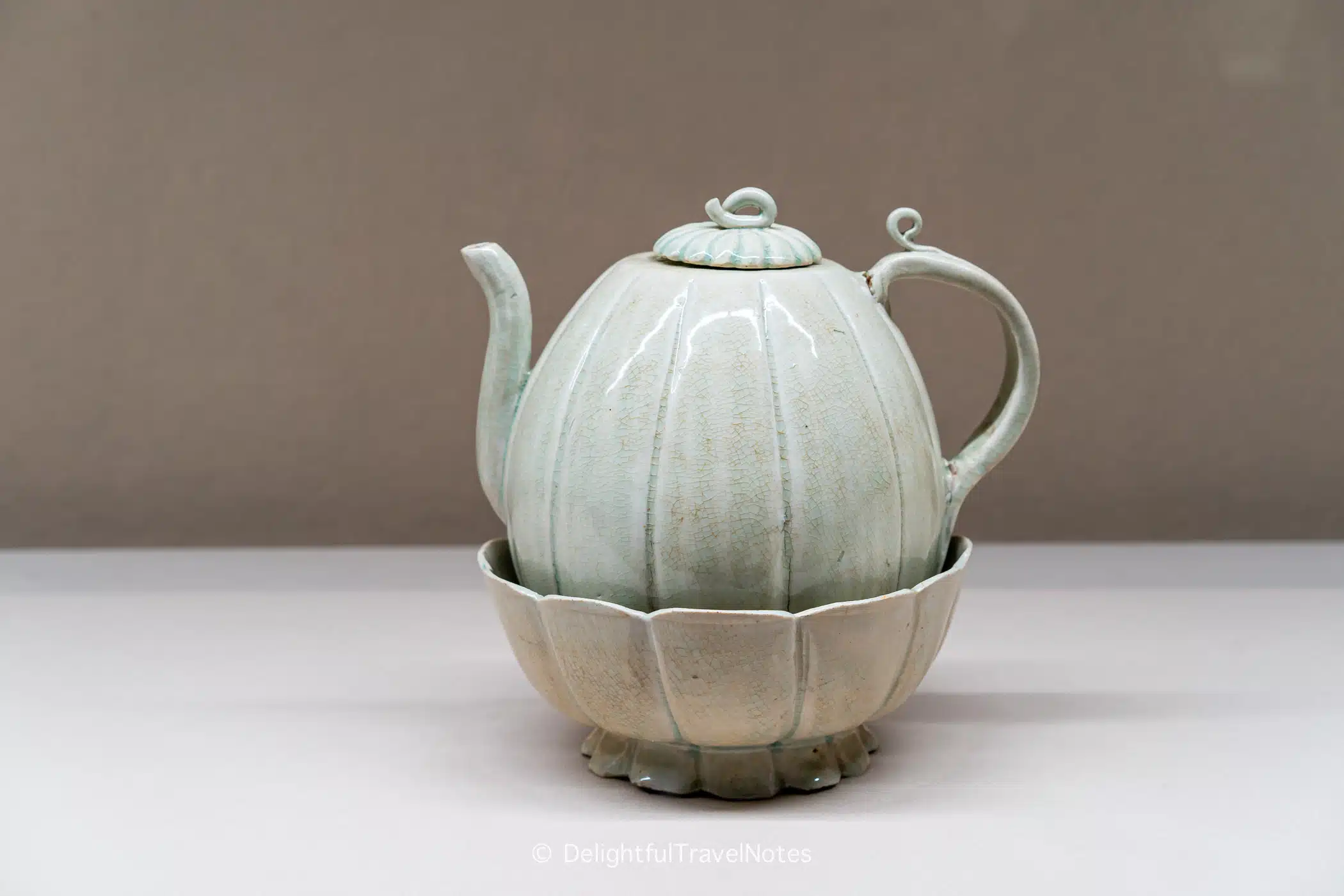 a melon shaped pot at the Museum of Oriental Cermics in Osaka.