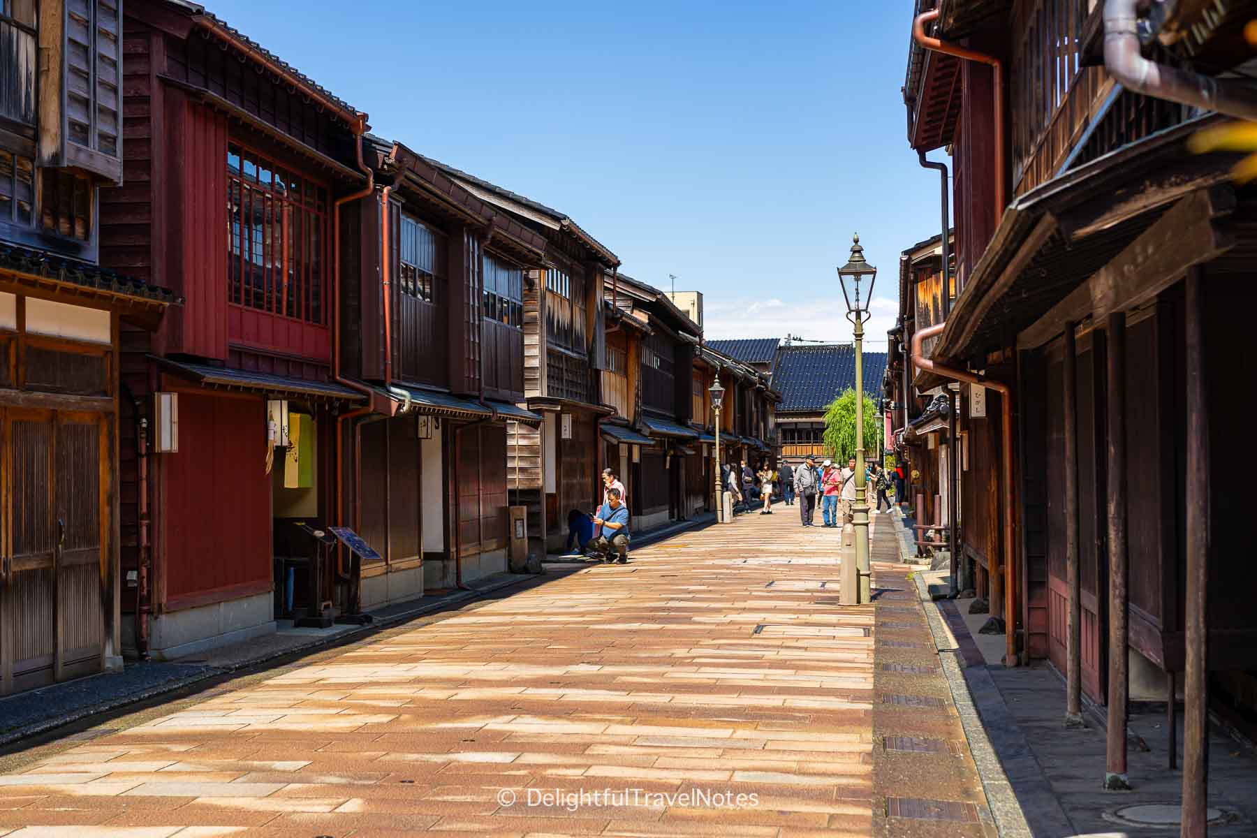 A busy street in Higashi Chaya District Kanazawa.