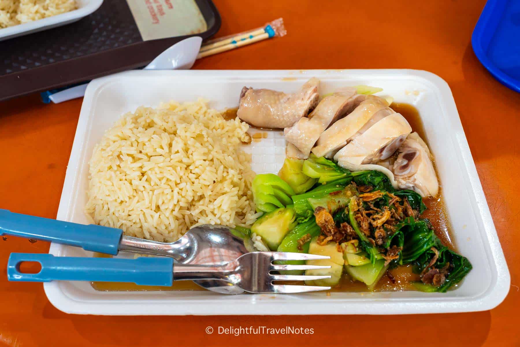 a plate of Ah Tai restaurant's chicken rice, one of the best Haianese chicken rice in Singapore.