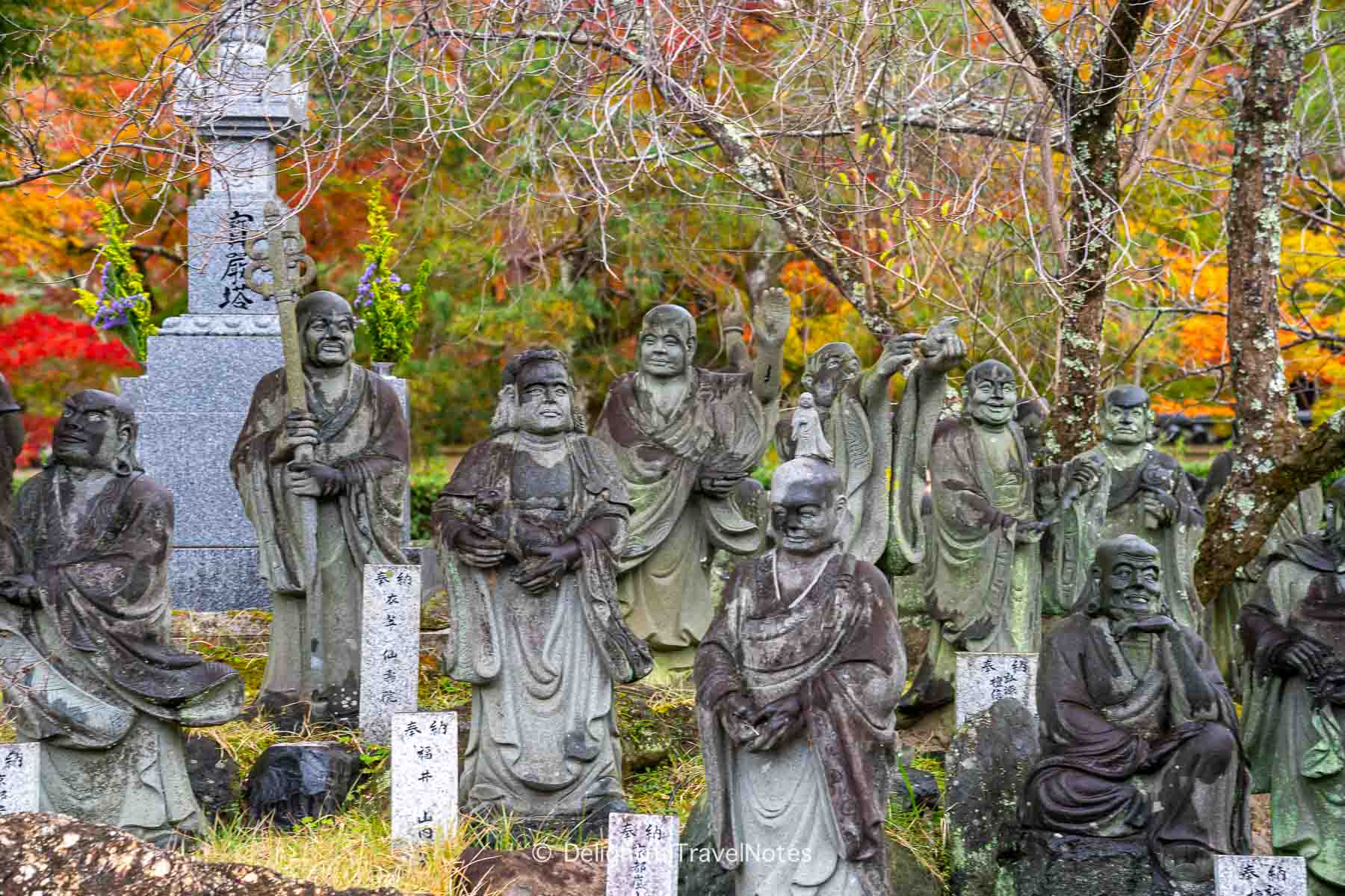 Arashiyama rakans outside Hogon-in in Kyoto.