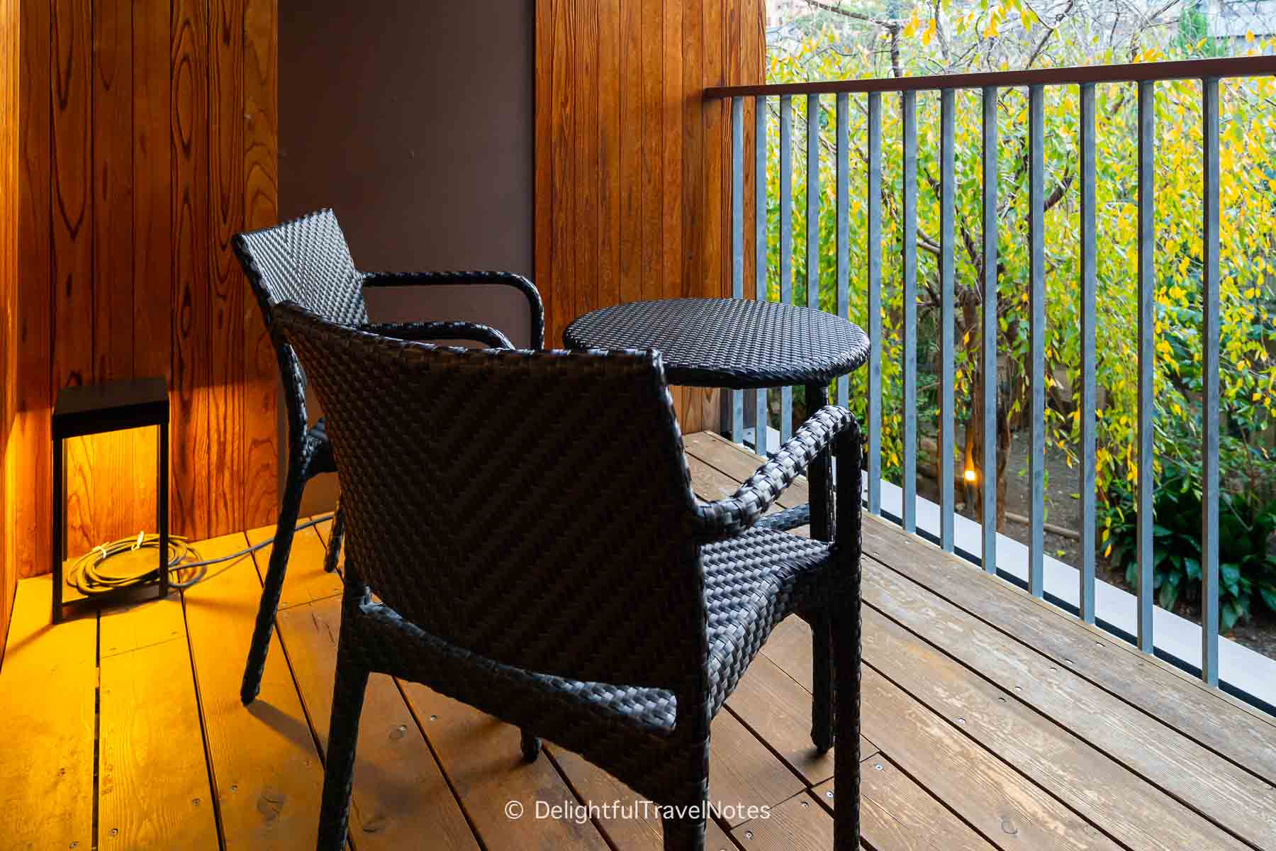 Balcony area in Suou guest room Hotel Setre Naramachi.