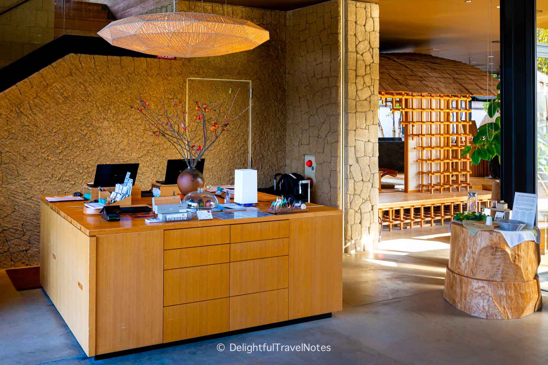 Lobby of Hotel Setre Naramachi in Nara.